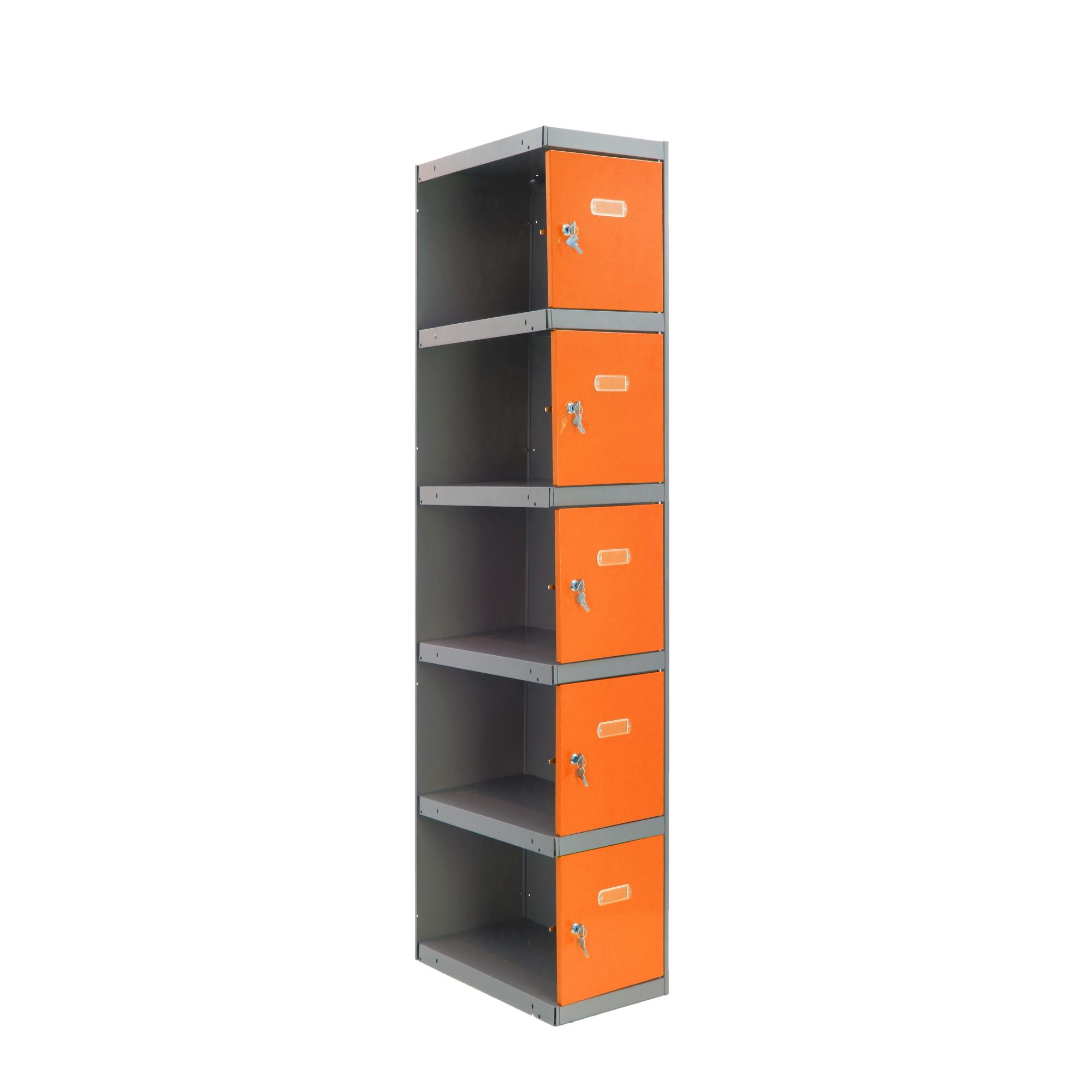 Casillero adicional de acero 40x180x50cm desmontado color gris/naranja 5 puertas