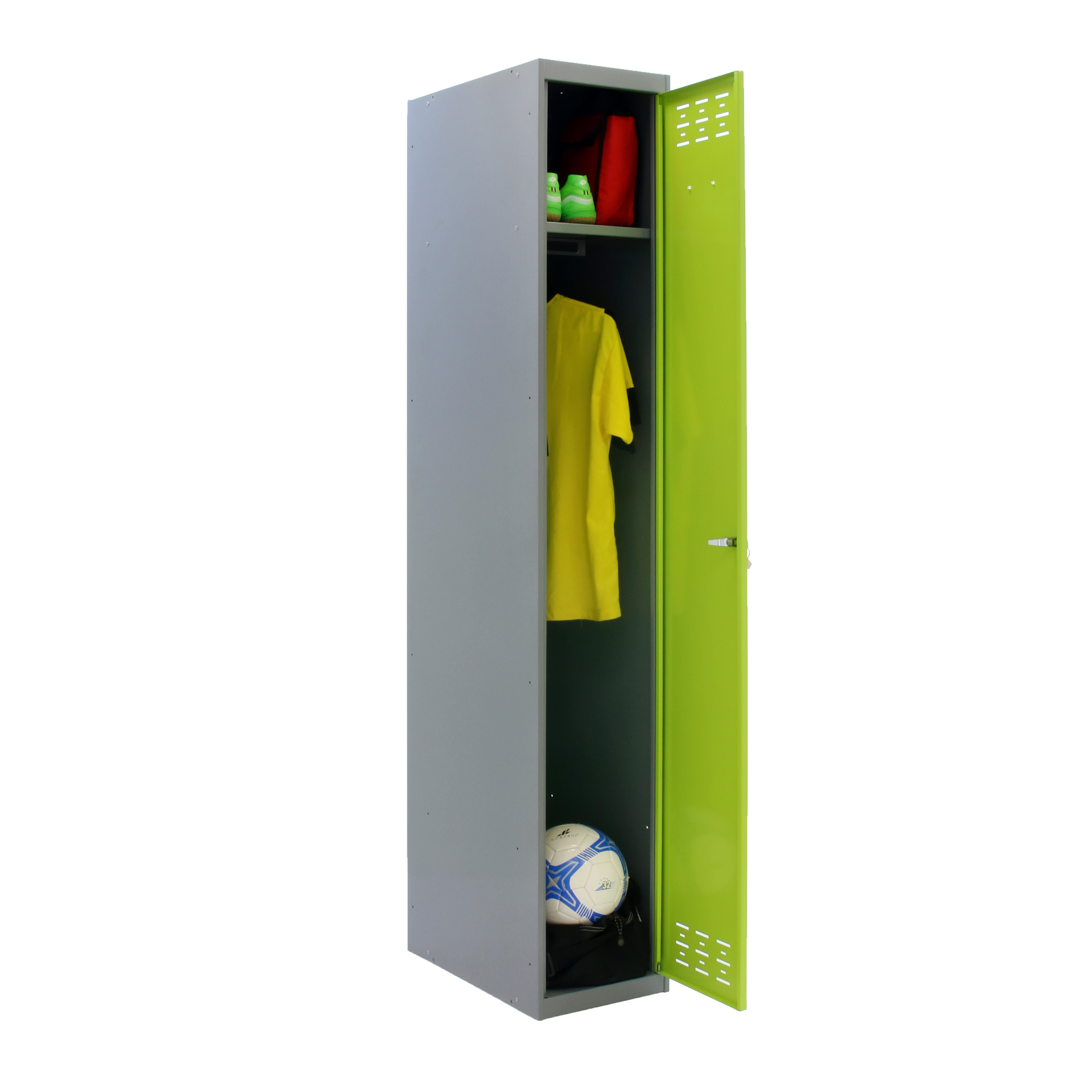 Taquilla single de acero 40x180x50 cm montada color gris/verde 1 puerta