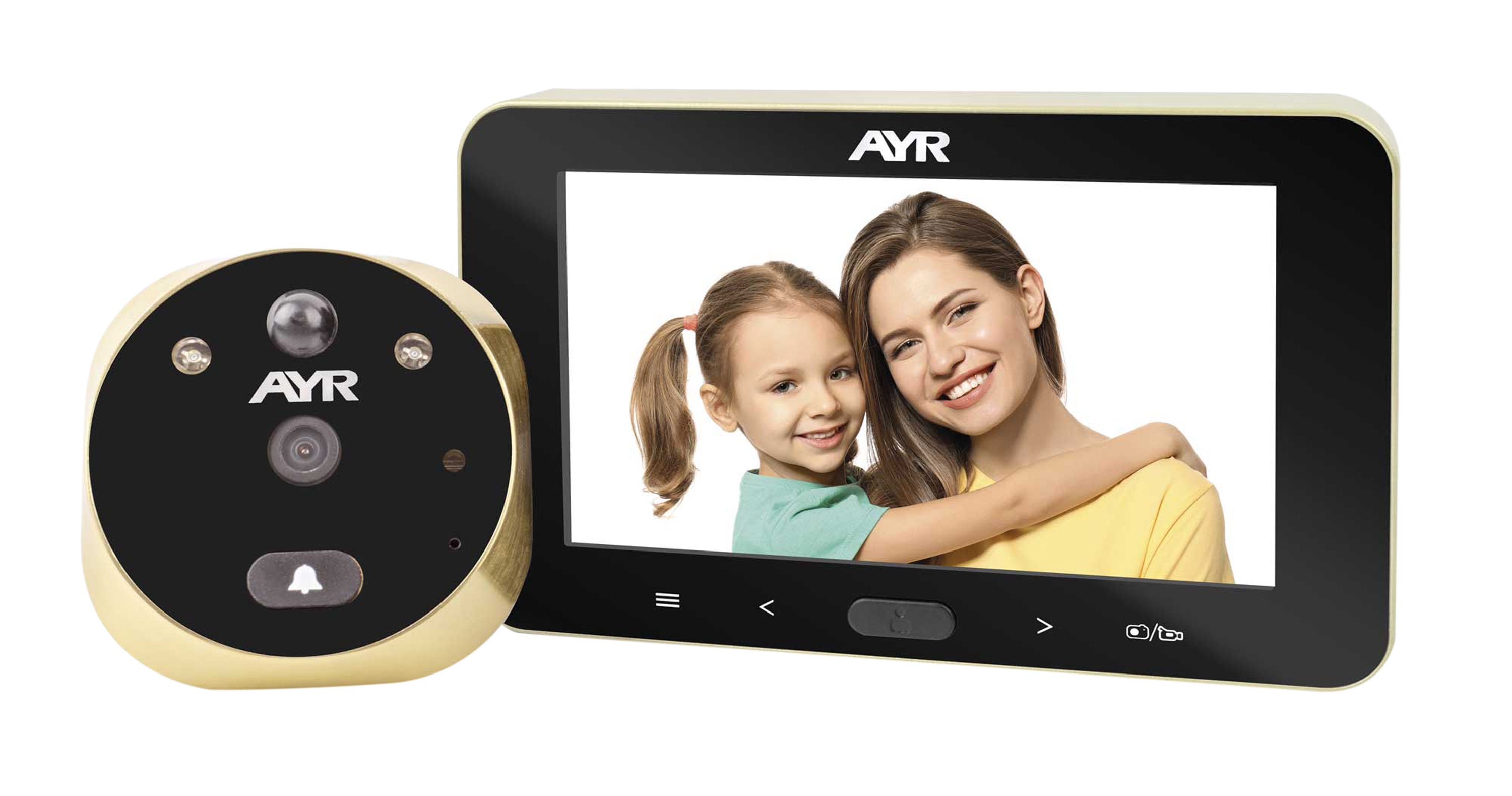 Mirilla digital AYR pantalla 4.5 visión nocturna, detección de presencia  dorado