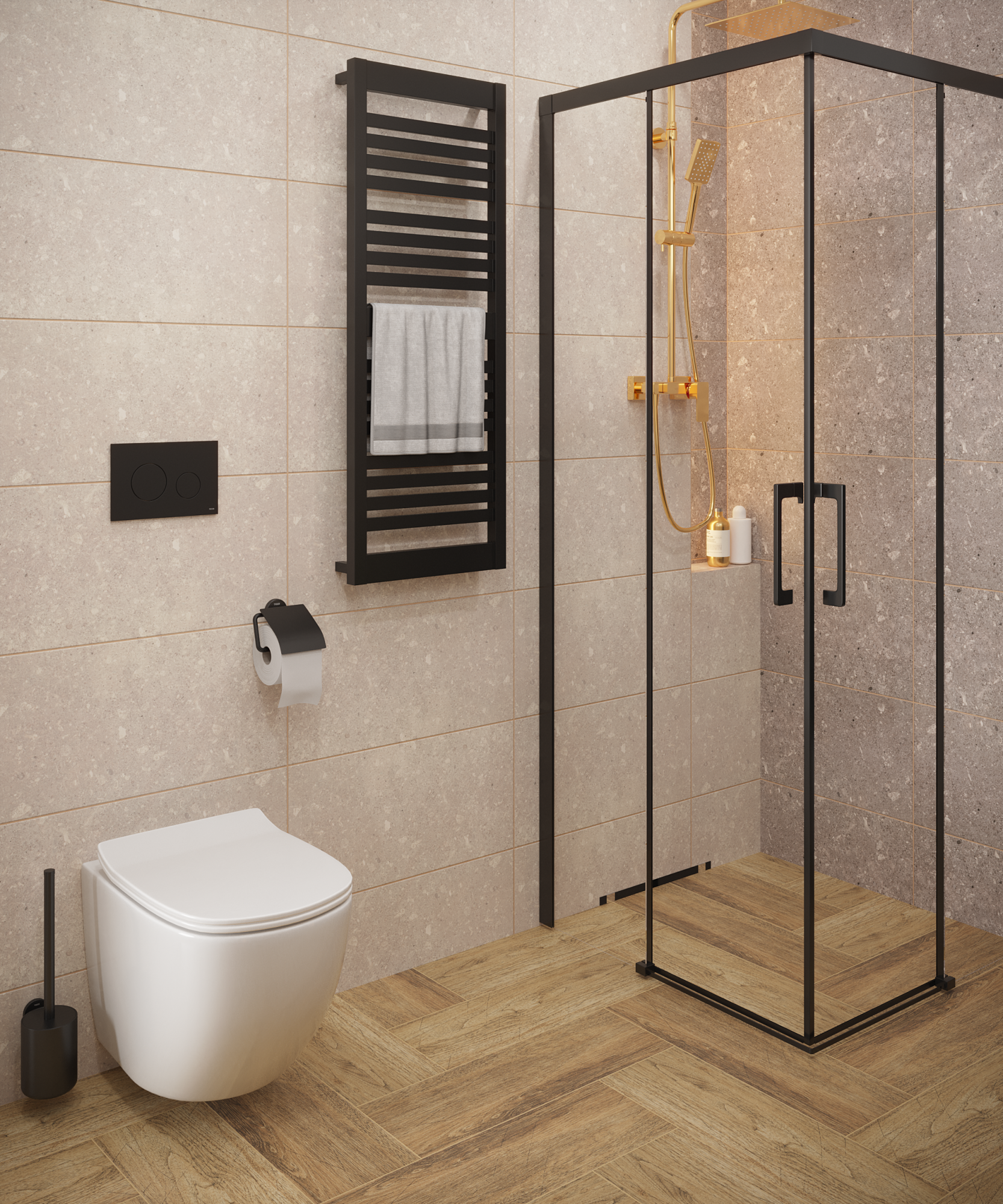 Mampara corredera remix transparente perfil negro 77.5-79.5x77.5-79.5cm x195cm de la marca SENSEA