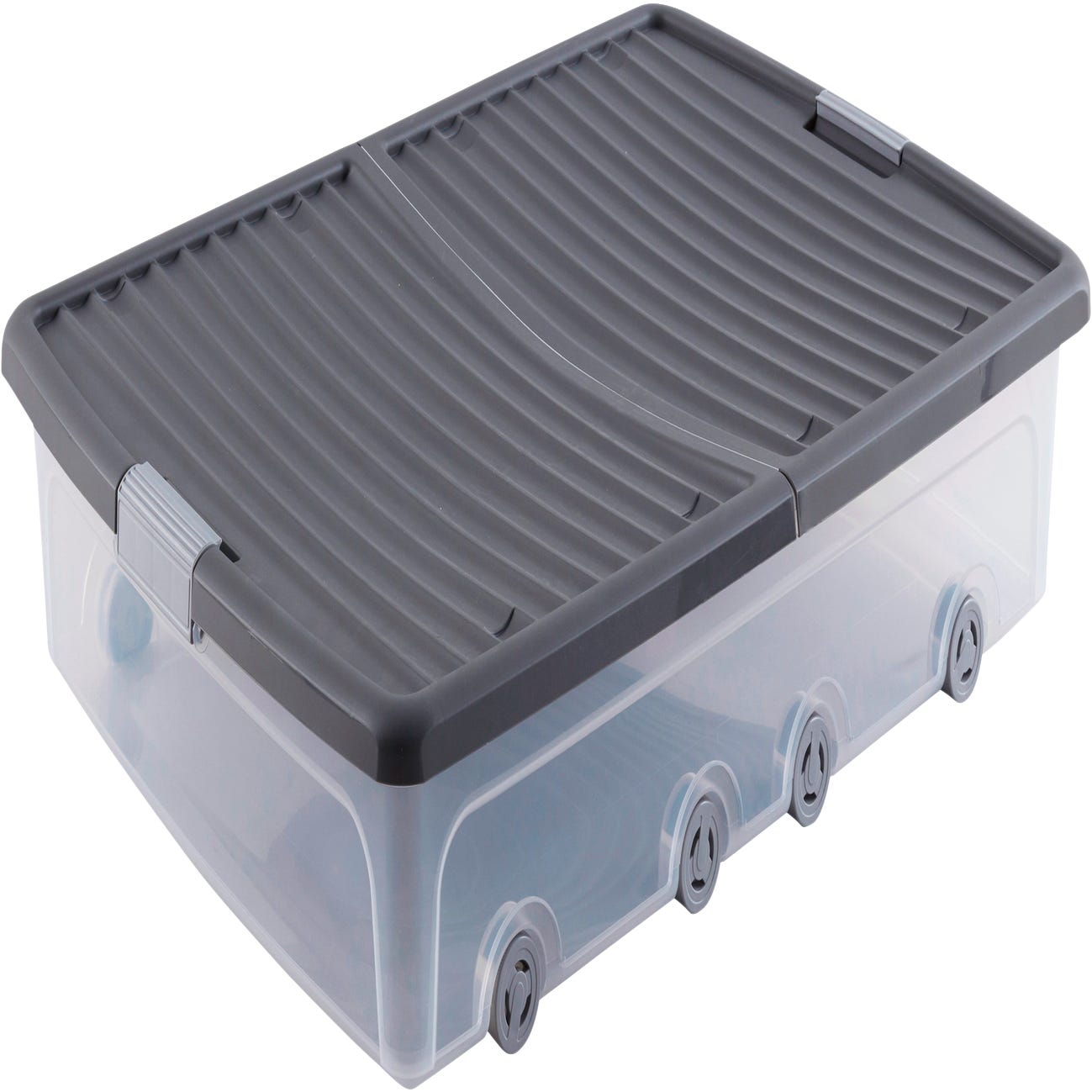 Caja de plástico bajocama con tapa y ruedas, DENOX, 60 litros, 790x495x185mm