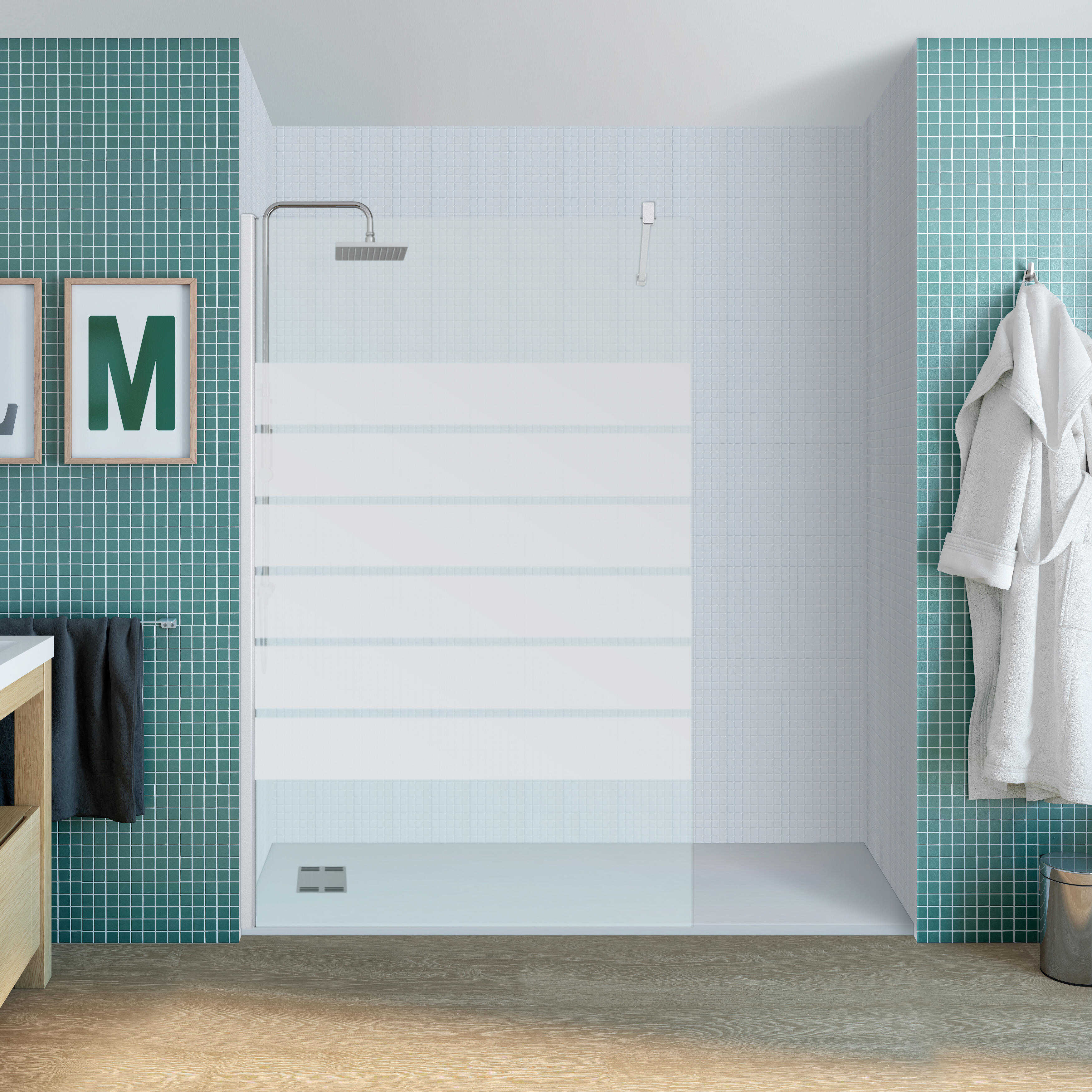 Panel de ducha cool serigrafiado perfil cromado 110x200cm