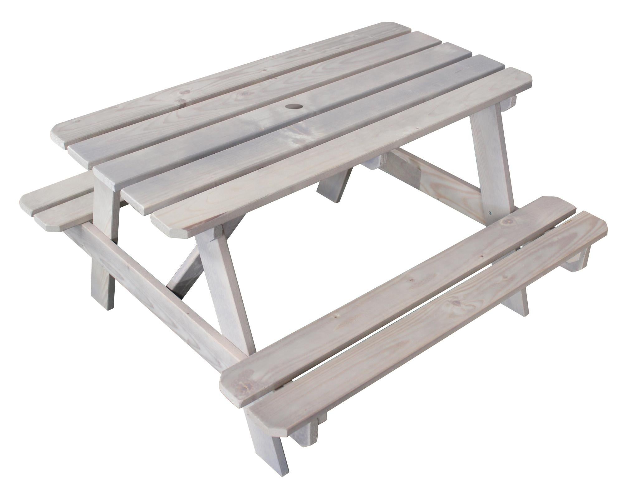 Mesa de jardín para niños de madera maciza picnic gris de 91.5x50x90 cm