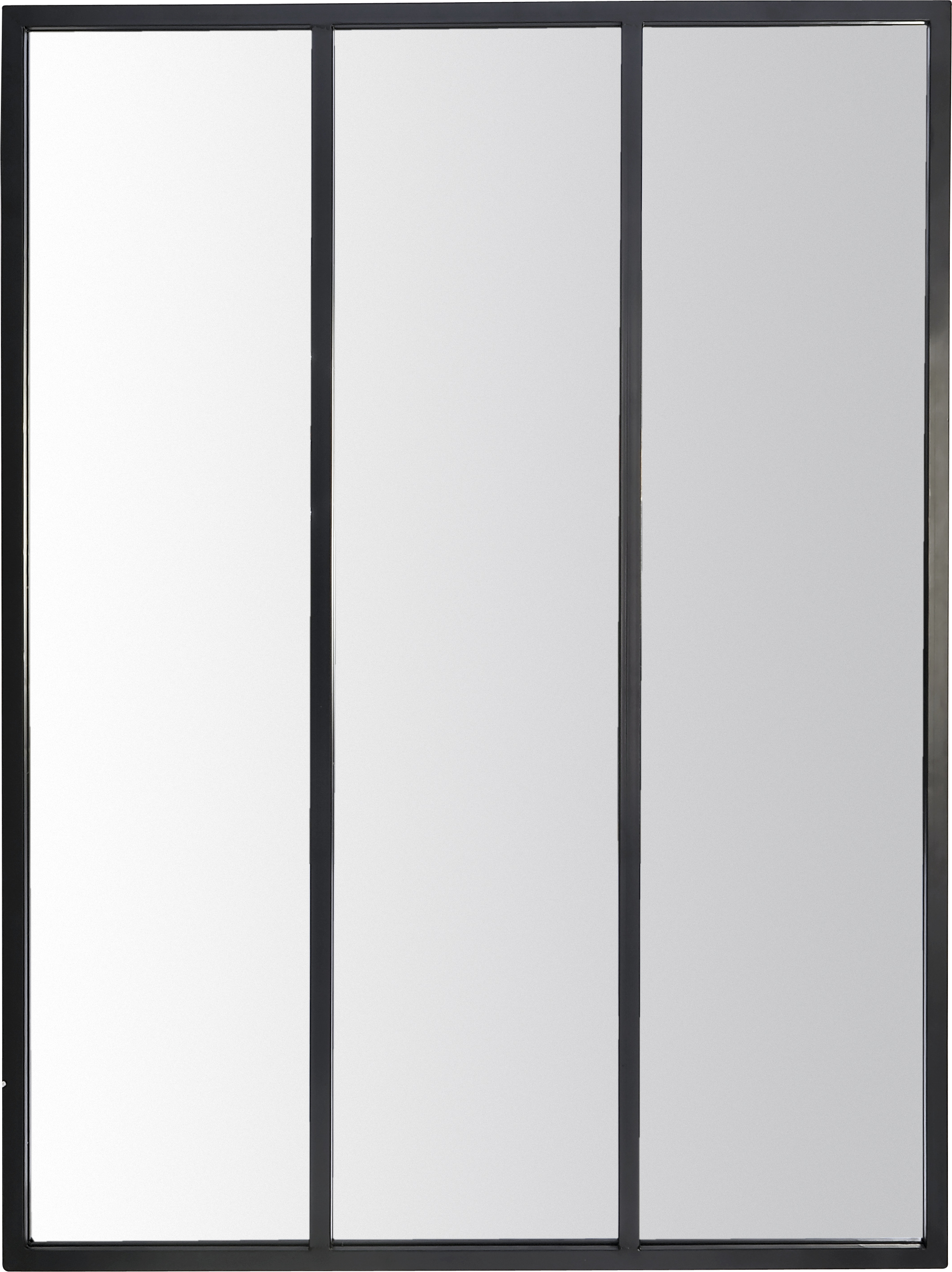 Espejo enmarcado rectangular 3 bandas metal negro 90 x 120 cm