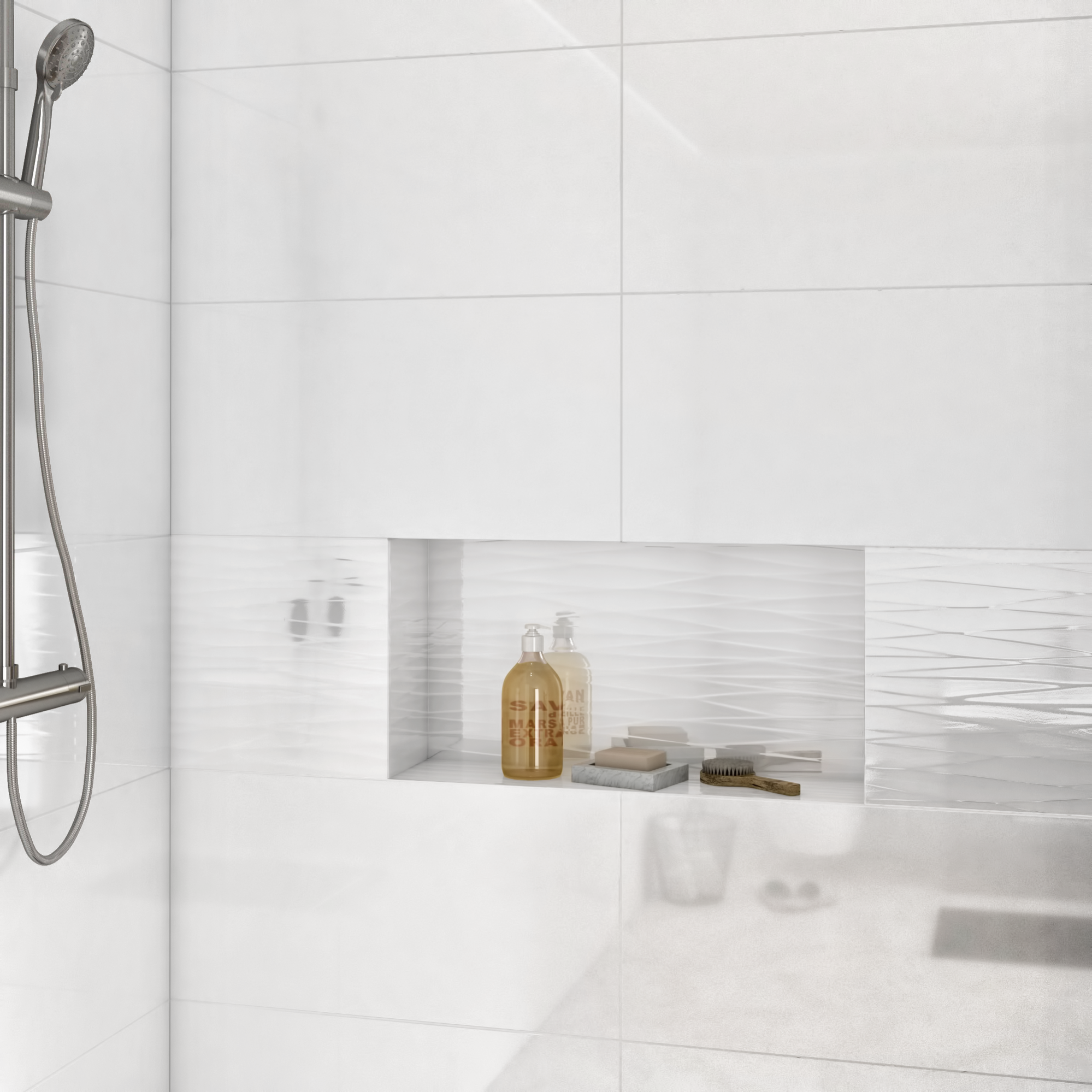 Azulejo porcelánico arctic efecto relieve blanco 30x60 cm artens de la marca ARTENS