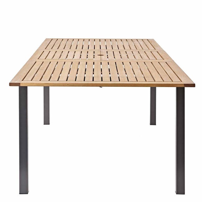 Mesa de jardín extensible de aluminio y madera Oris de 180/240x75x100 cm | Leroy  Merlin