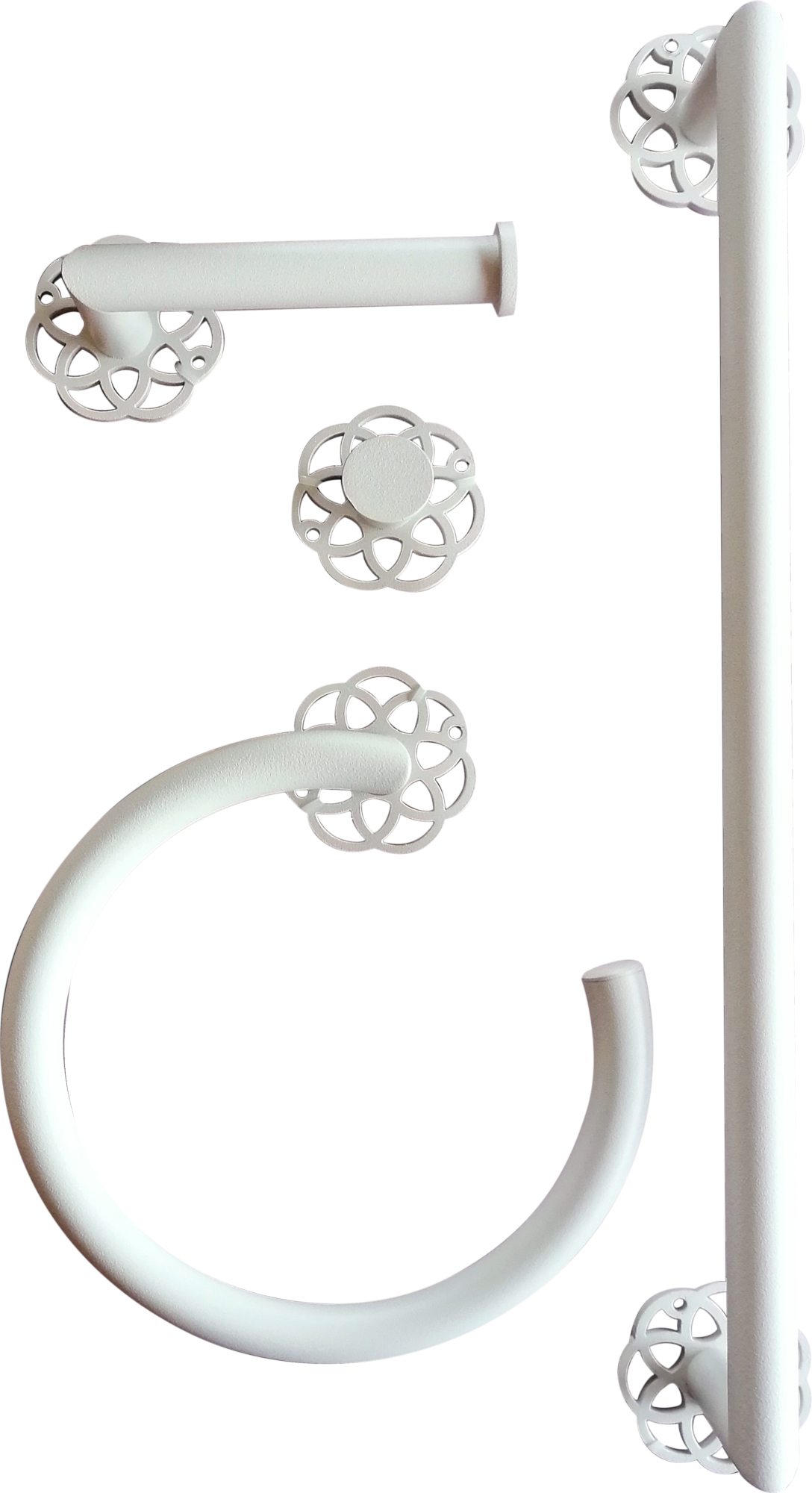 Set accesorios baño mandala blanco texturizado con textura