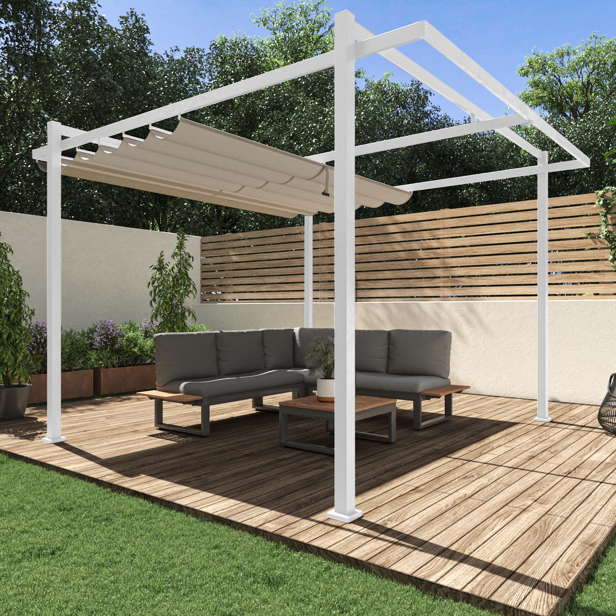 ¡Renueva tu espacio exterior con estilo! descubre la pérgola de Alcampo que fusiona minimalismo y romanticismo para tu jardín o terraza 3 Moncloa Fácil instalación y mantenimiento