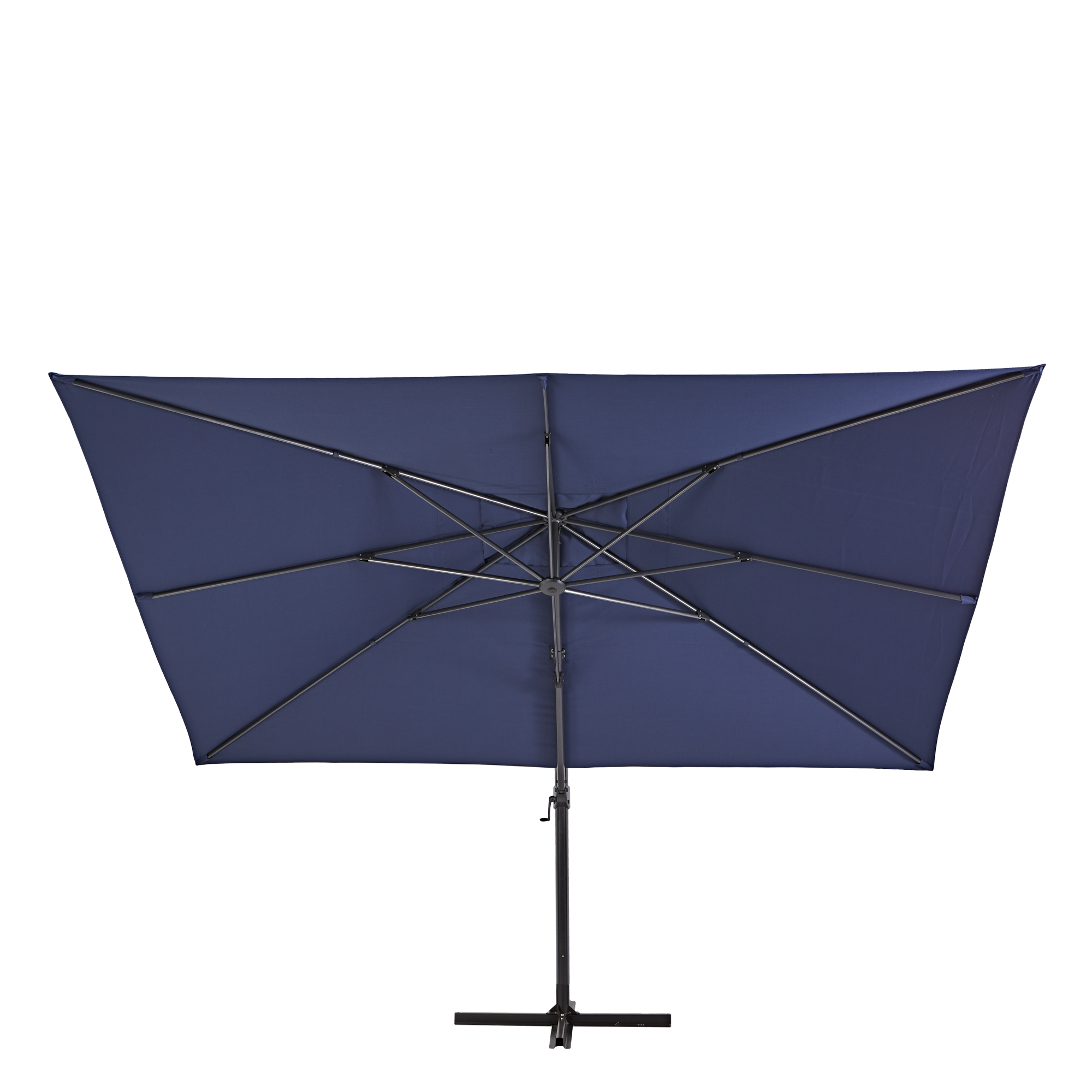 Parasol excéntrico de aluminio / acero NATERIAL Aura azul 281x386 cm