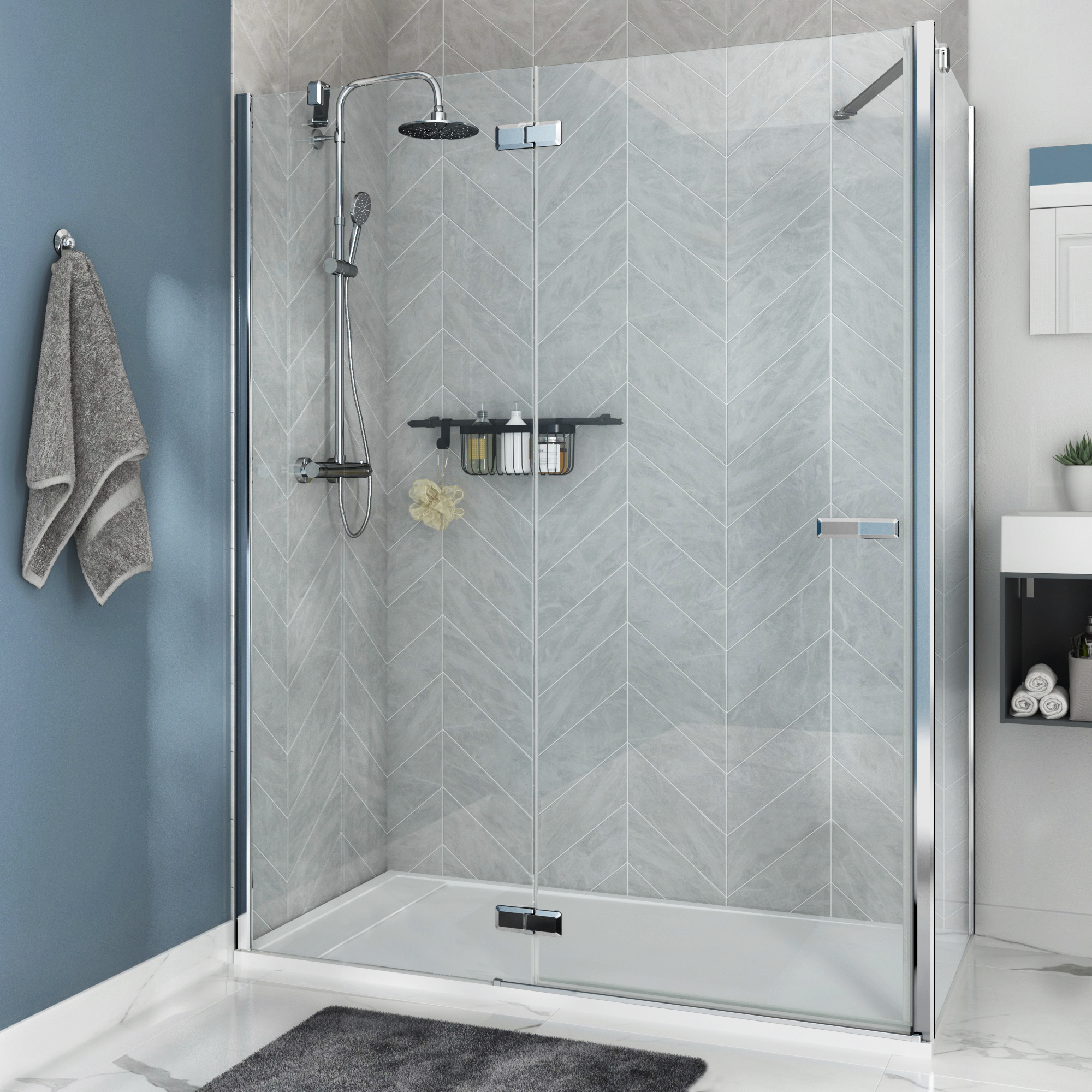 Panel de ducha neo transparente perfil cromado 77x200cm