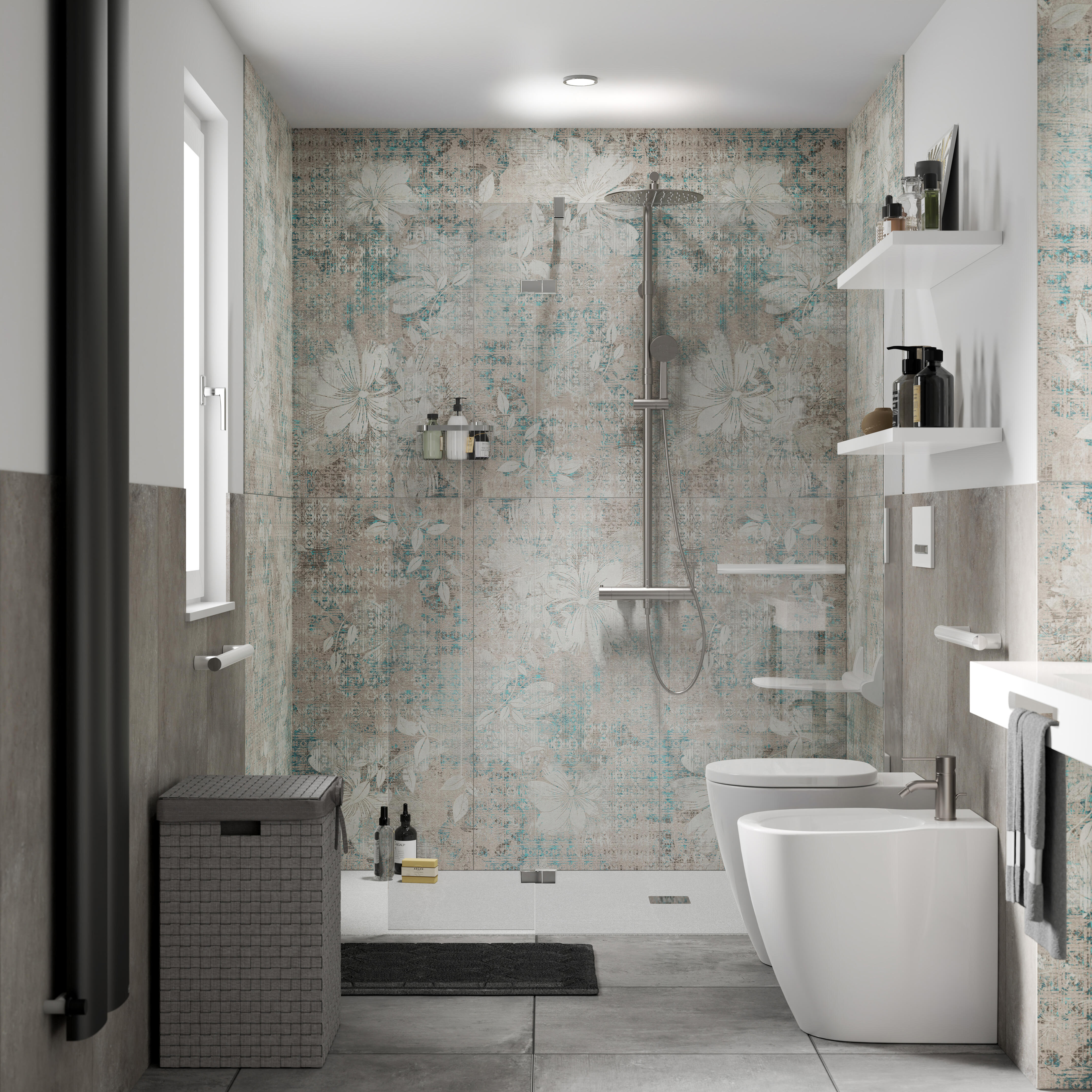 Panel de ducha neo transparente perfil cromado 138x200cm