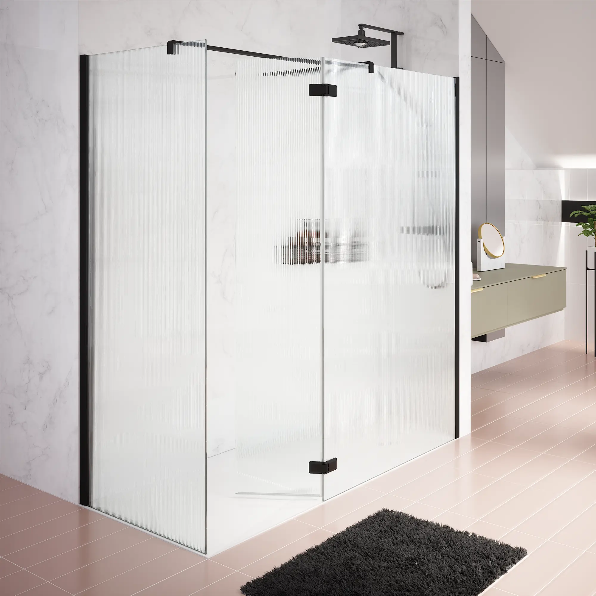Panel de ducha neo perfil negro 158x200cm