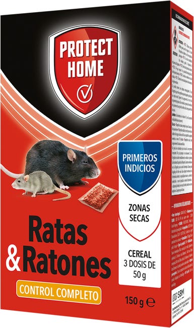 Raticida Cebo Cereal Ratas&Ratones PROTECT HOME 150 gr | Leroy Merlin