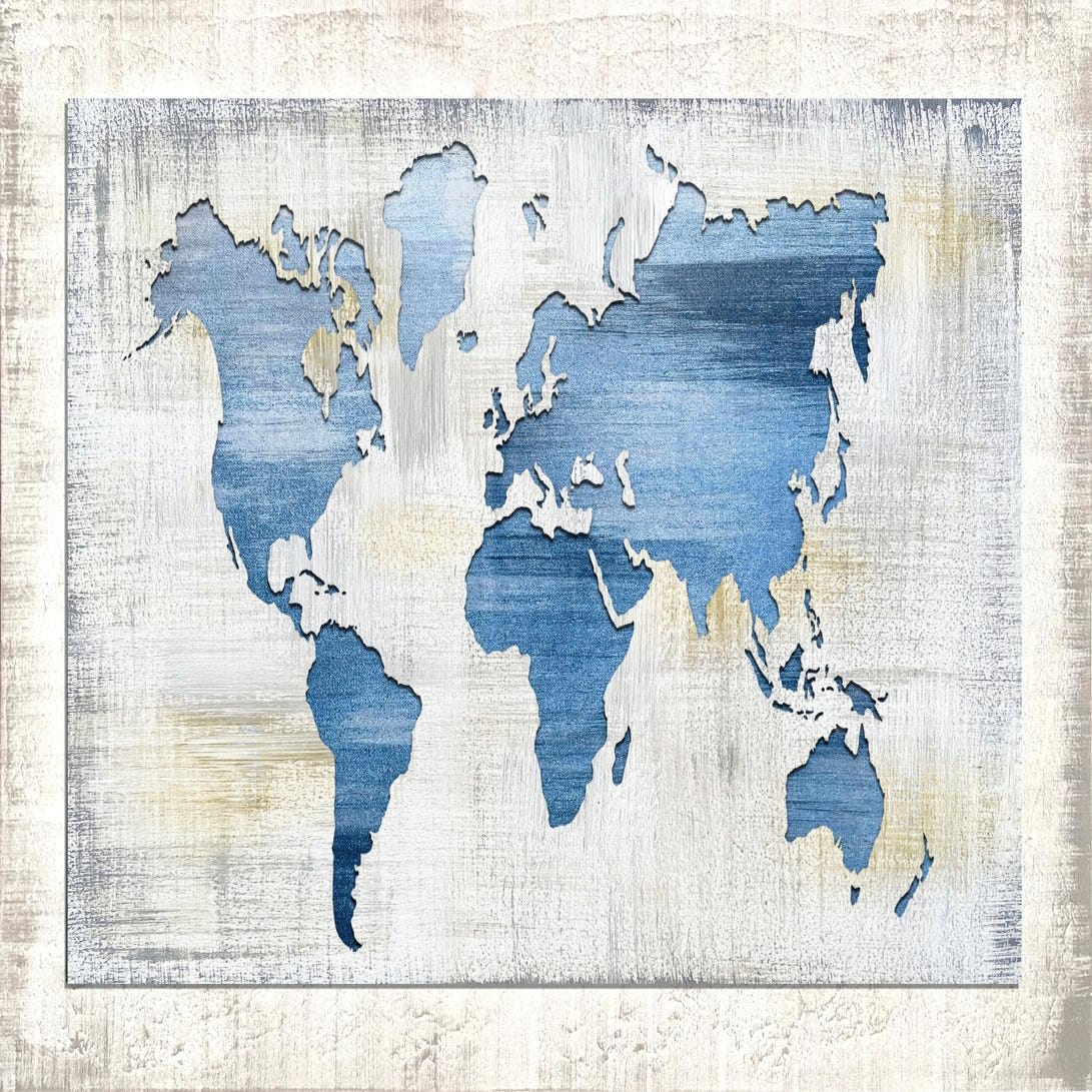 Pintura láser mapamundi azul 60 x 110 cm