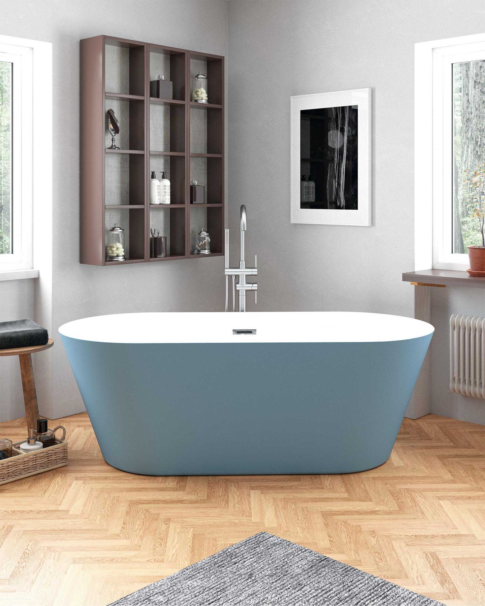 Bañera isla obath cup blanco int y azul ext 150x75 cm de la marca OBATH