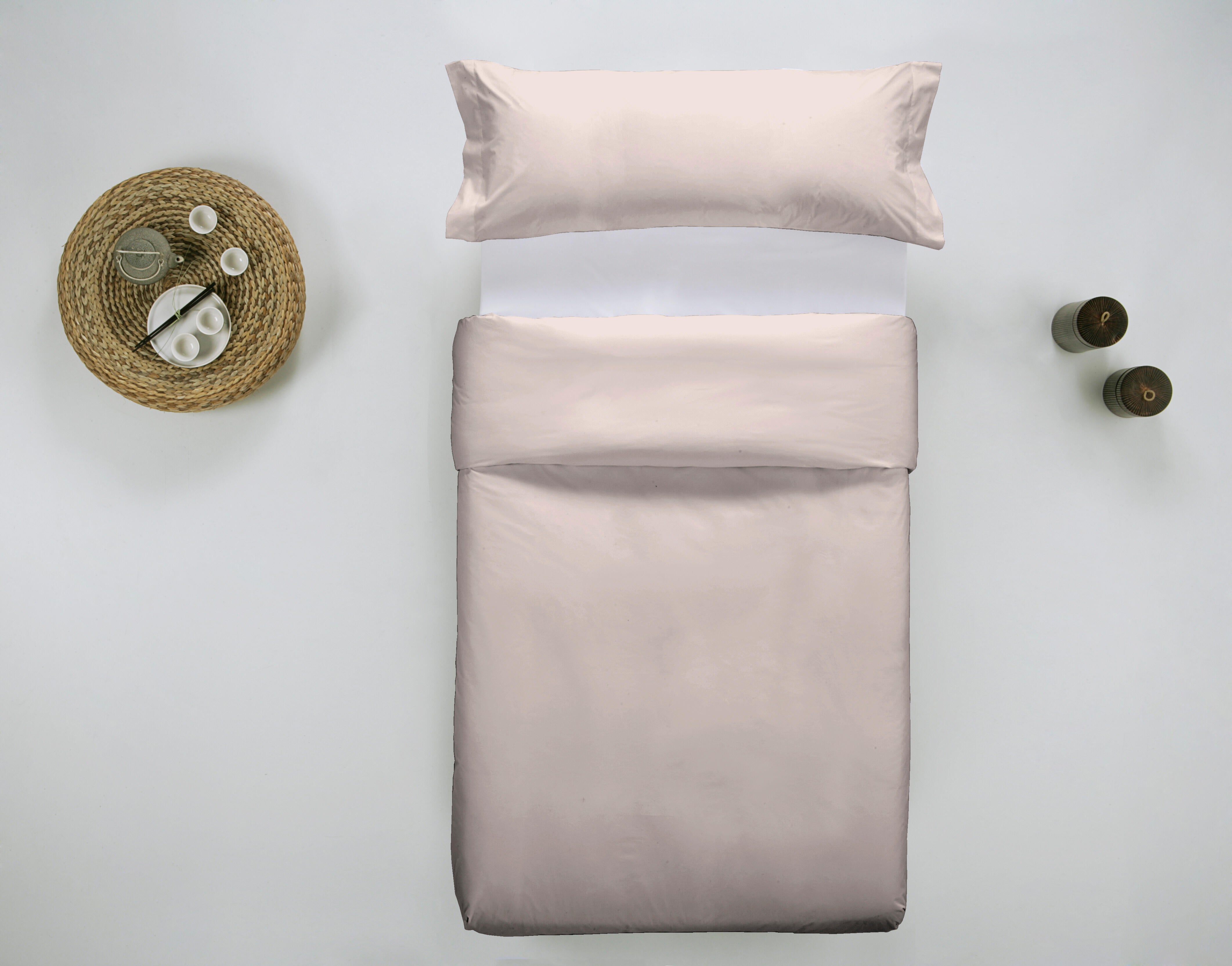 Funda nórdica wash garment lisa algodón 200 hilos rosa bebe para cama de 90 cm
