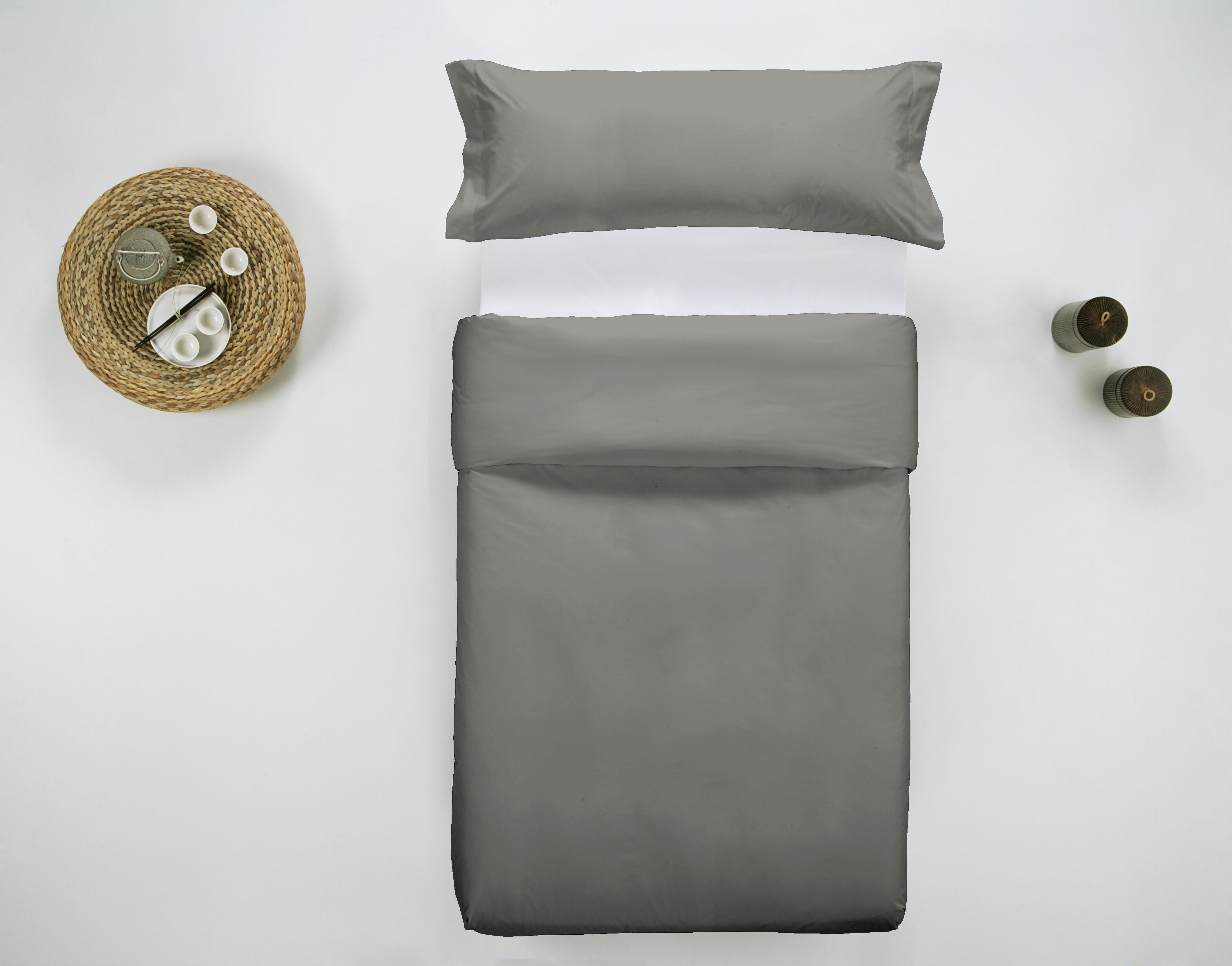 Funda nórdica wash garment lisa algodón 200 hilos verde helecho cama de 90 cm
