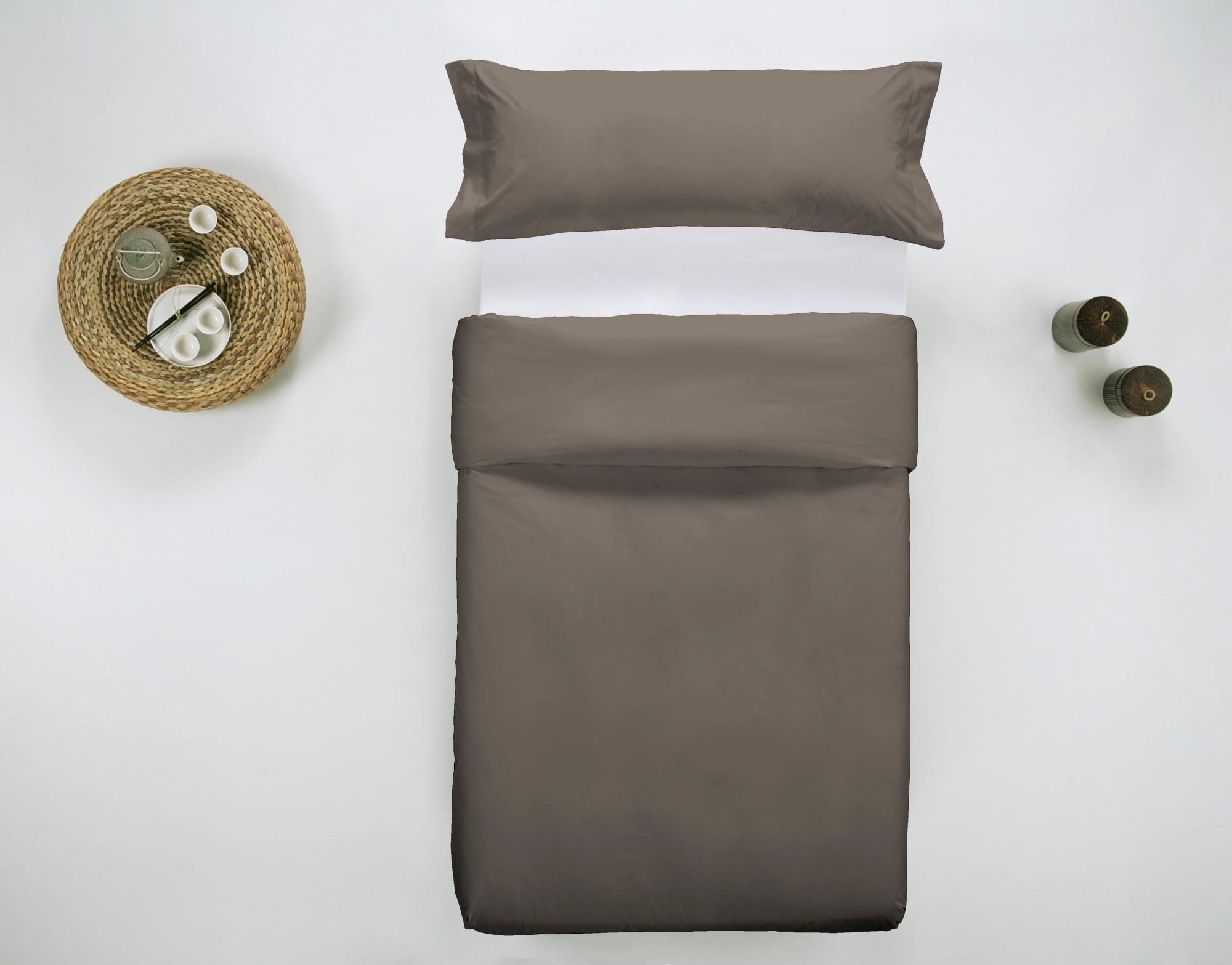 Funda nórdica wash garment lisa algodón 200 hilos topo para cama de 90 cm