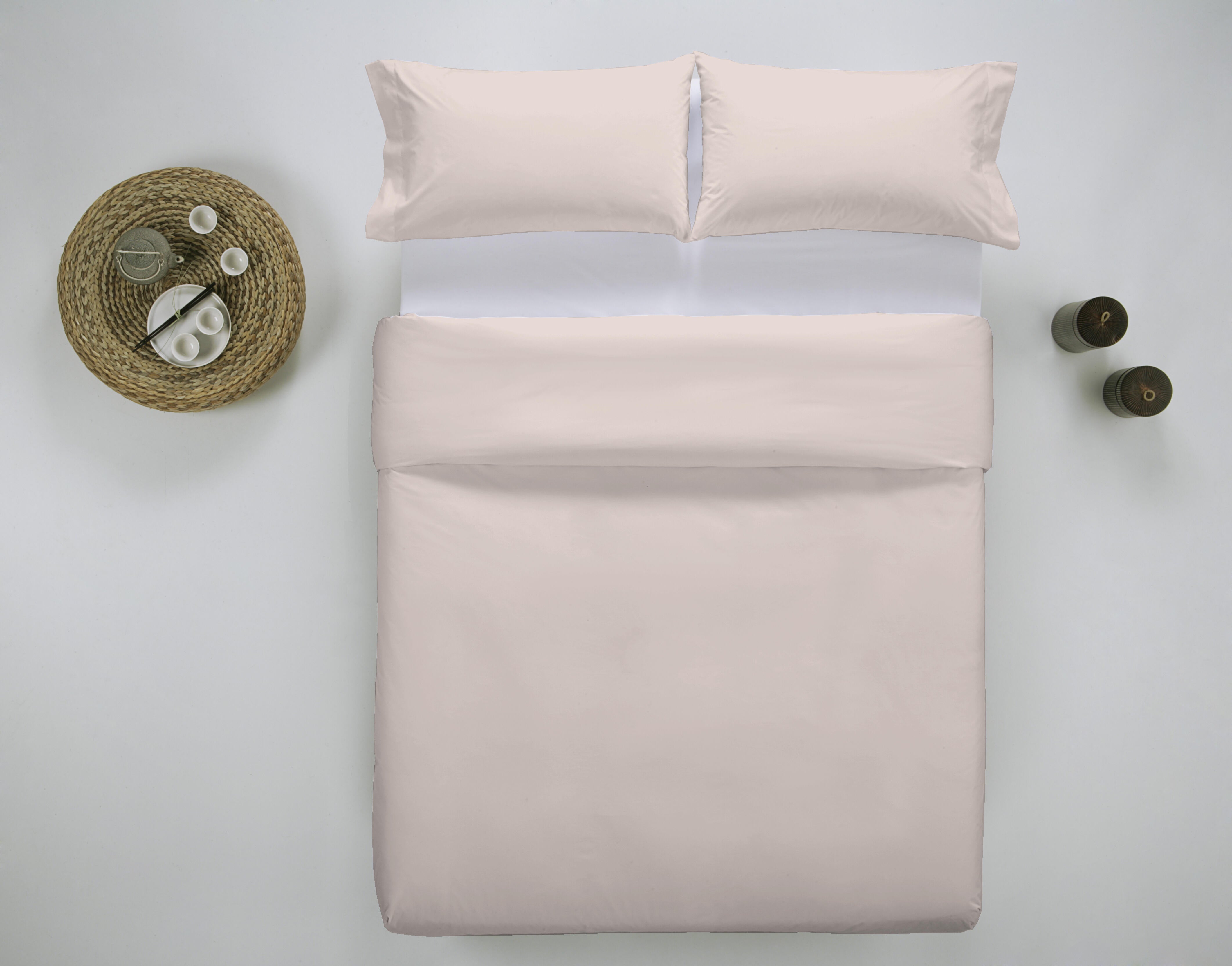 Funda nórdica wash garment lisa algodón 200 hilos rosa bebe para cama de 135 cm