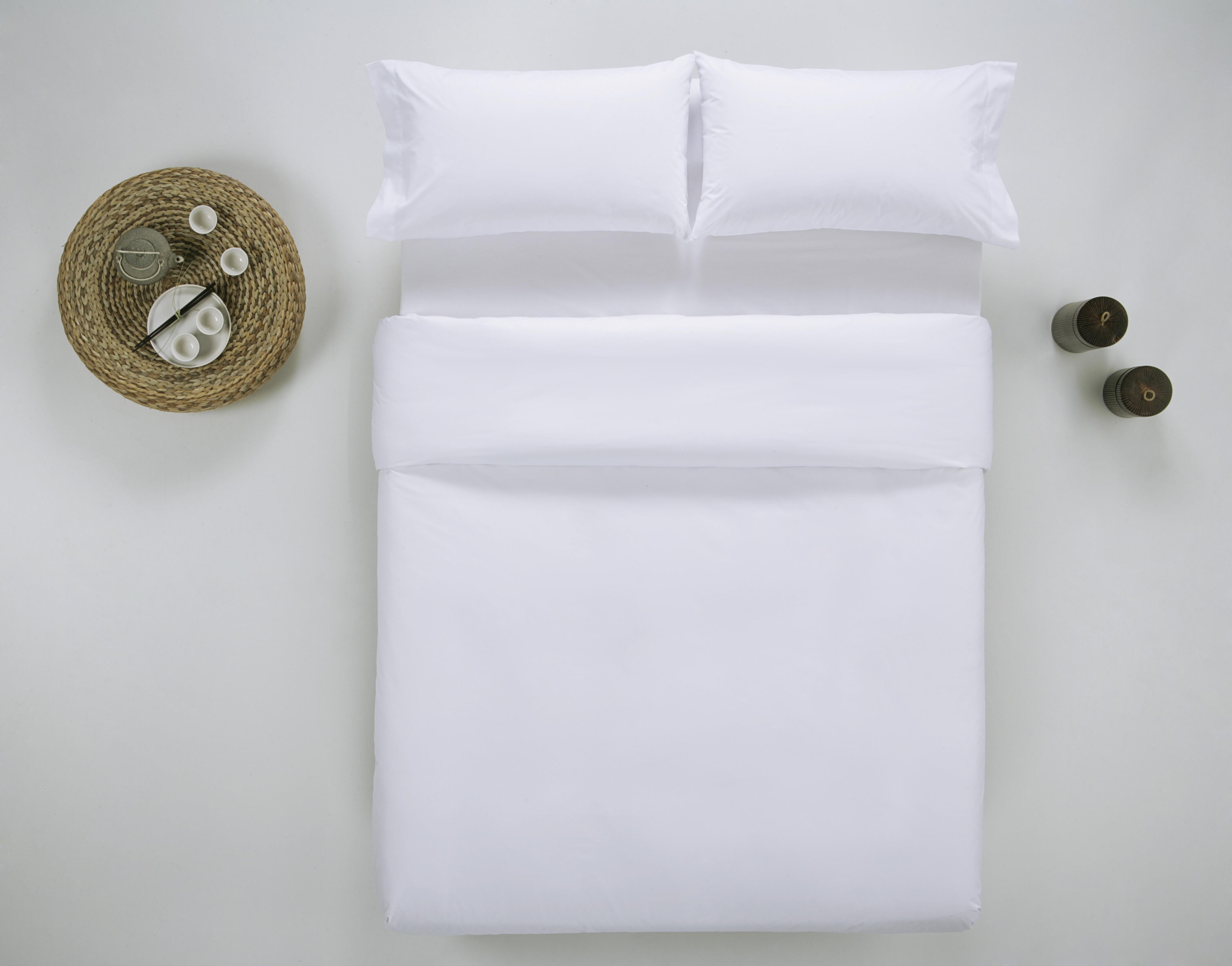 Funda nórdica wash grament lisa algodón 200 hilos blanco puro cama de 135 cm