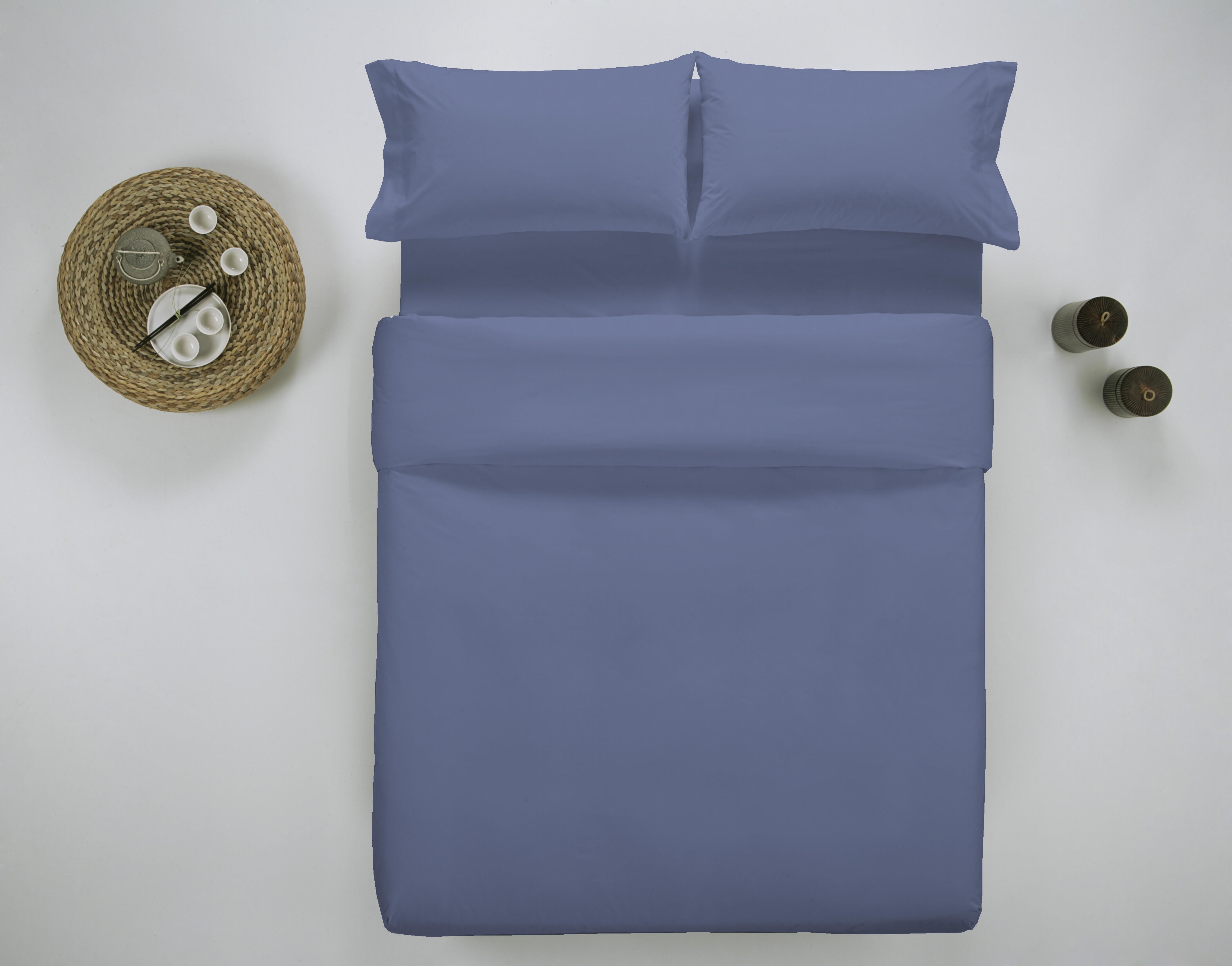 Funda nórdica wash garment lisa algodón 200 hilos violeta blueberry cama 135 cm
