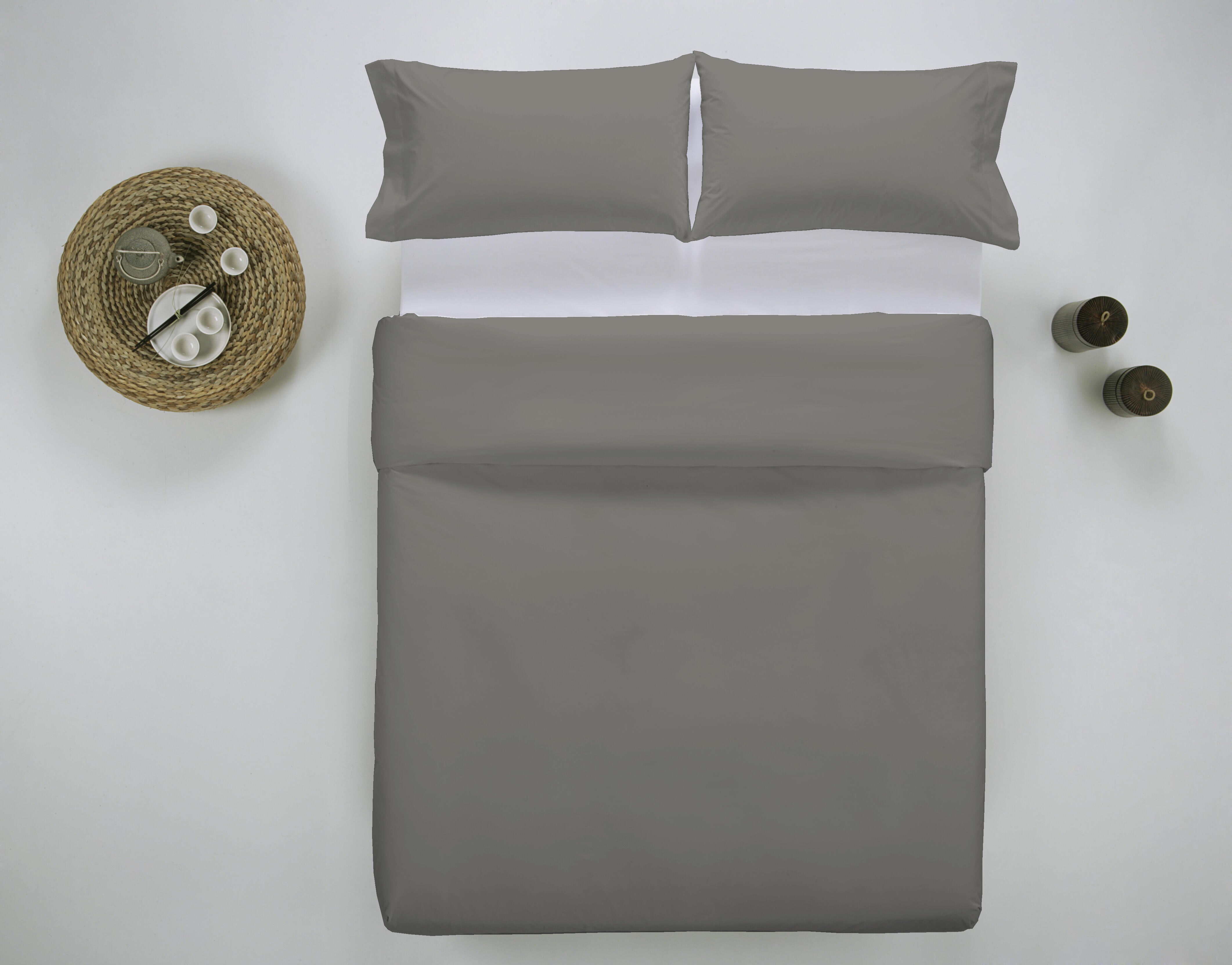 Funda nórdica wash garment lisa algodón 200 hilos verde helecho cama de 135 cm