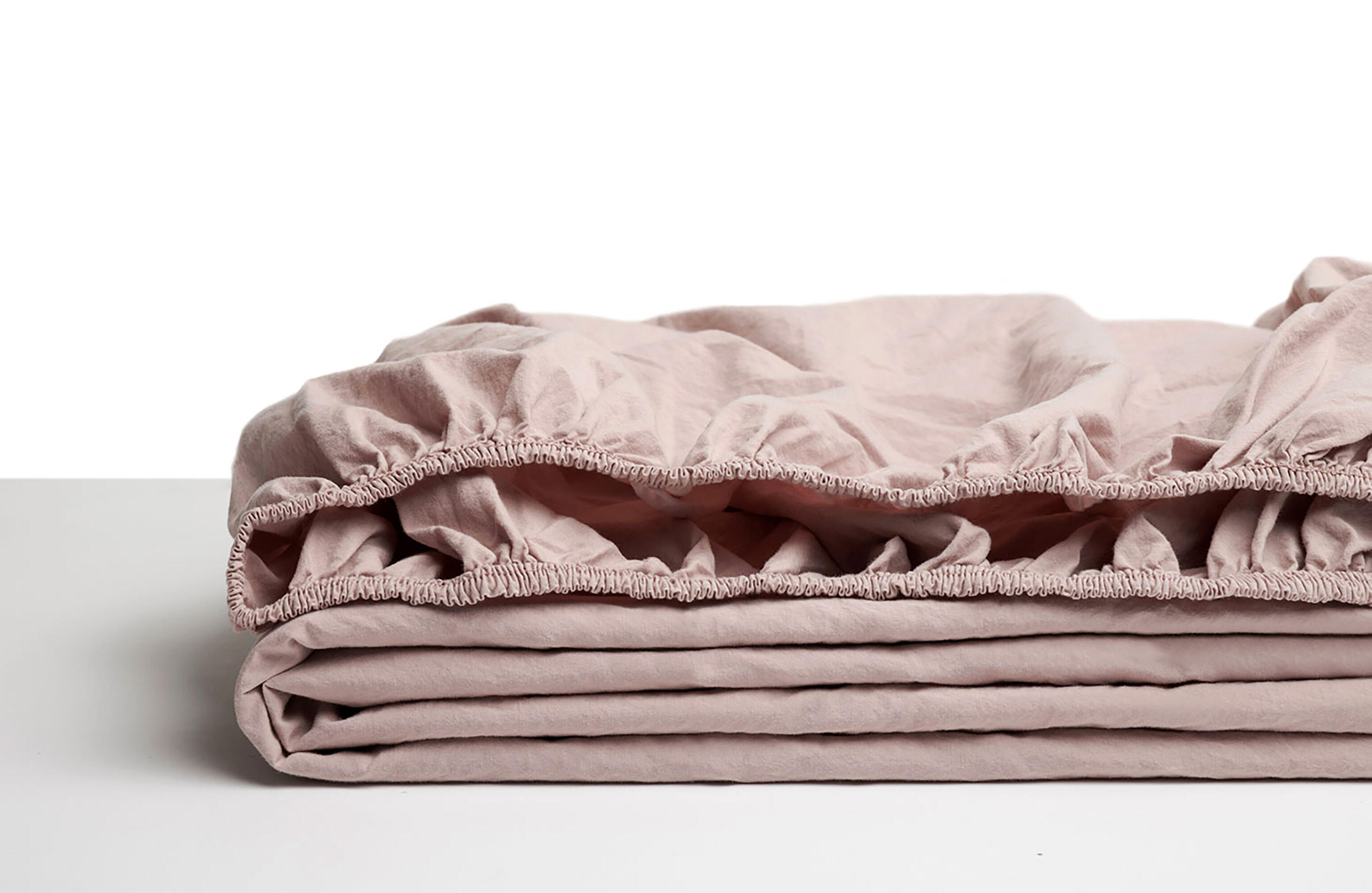 Sábana bajera wash grament percal 200 hilos rosa ahumado para cama de 105 cm