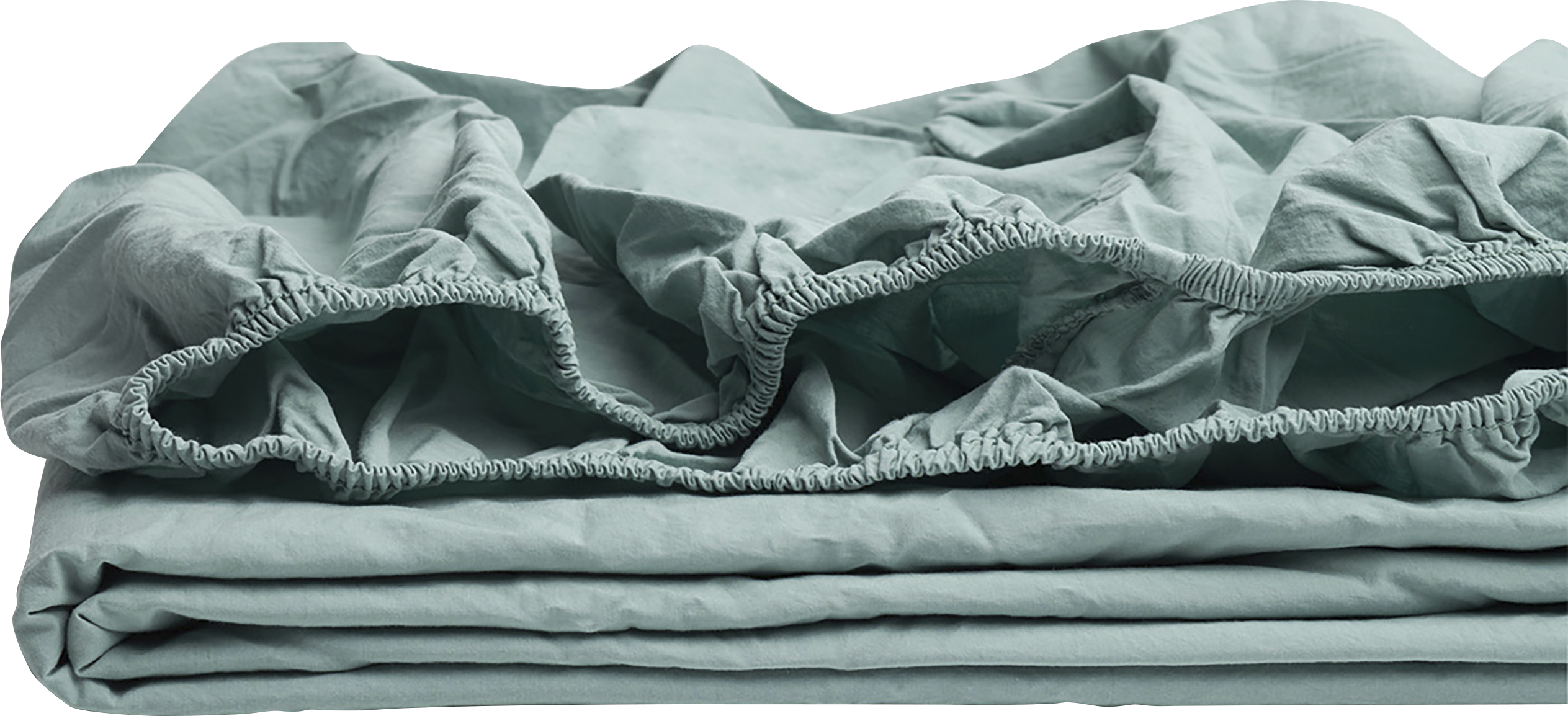 Sábana bajera wash garment percal 200 hilos verde menta para cama de 135 cm