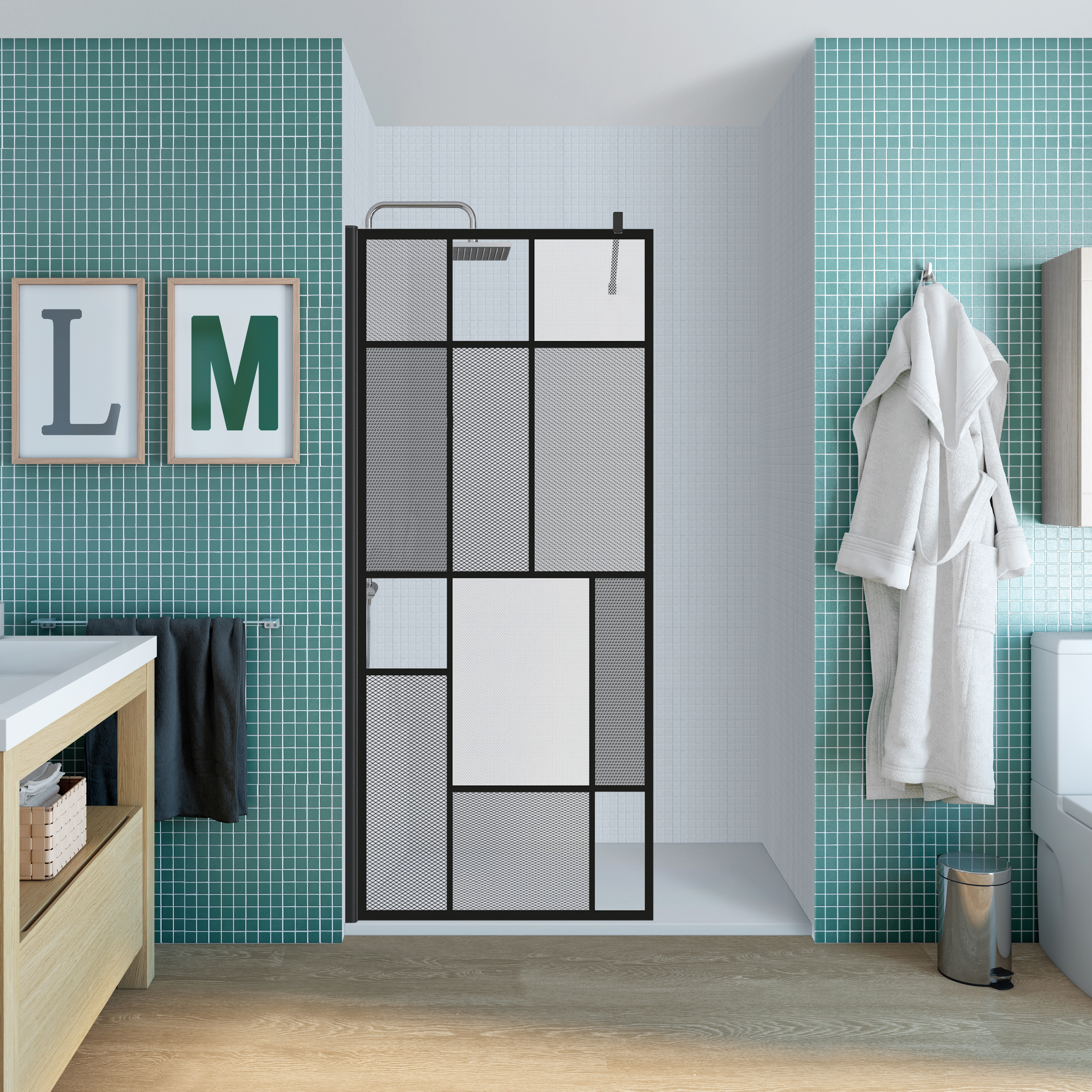 Panel de ducha cool serigrafiado perfil cromado 120x200cm
