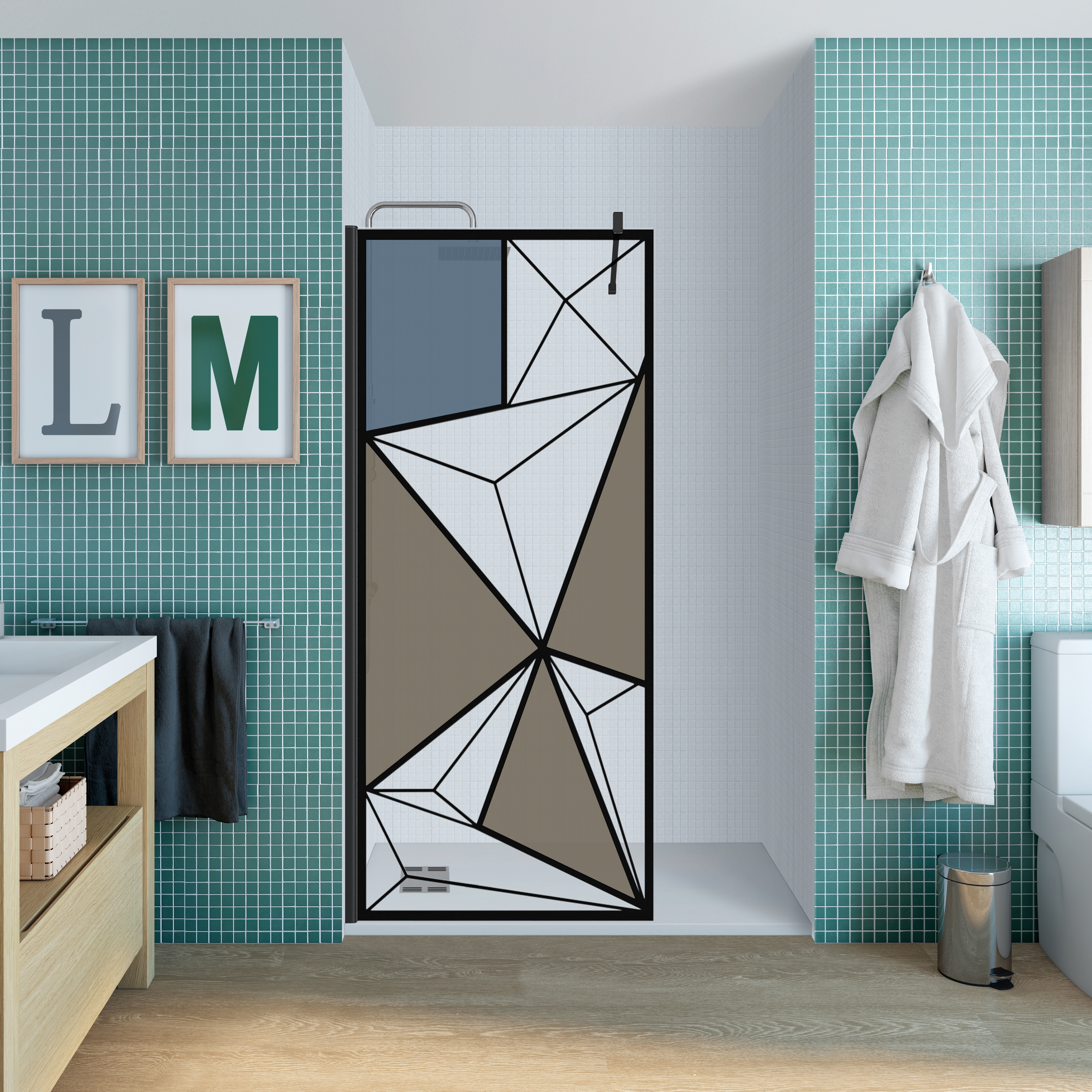 Panel de ducha cool serigrafiado perfil cromado 100x200cm