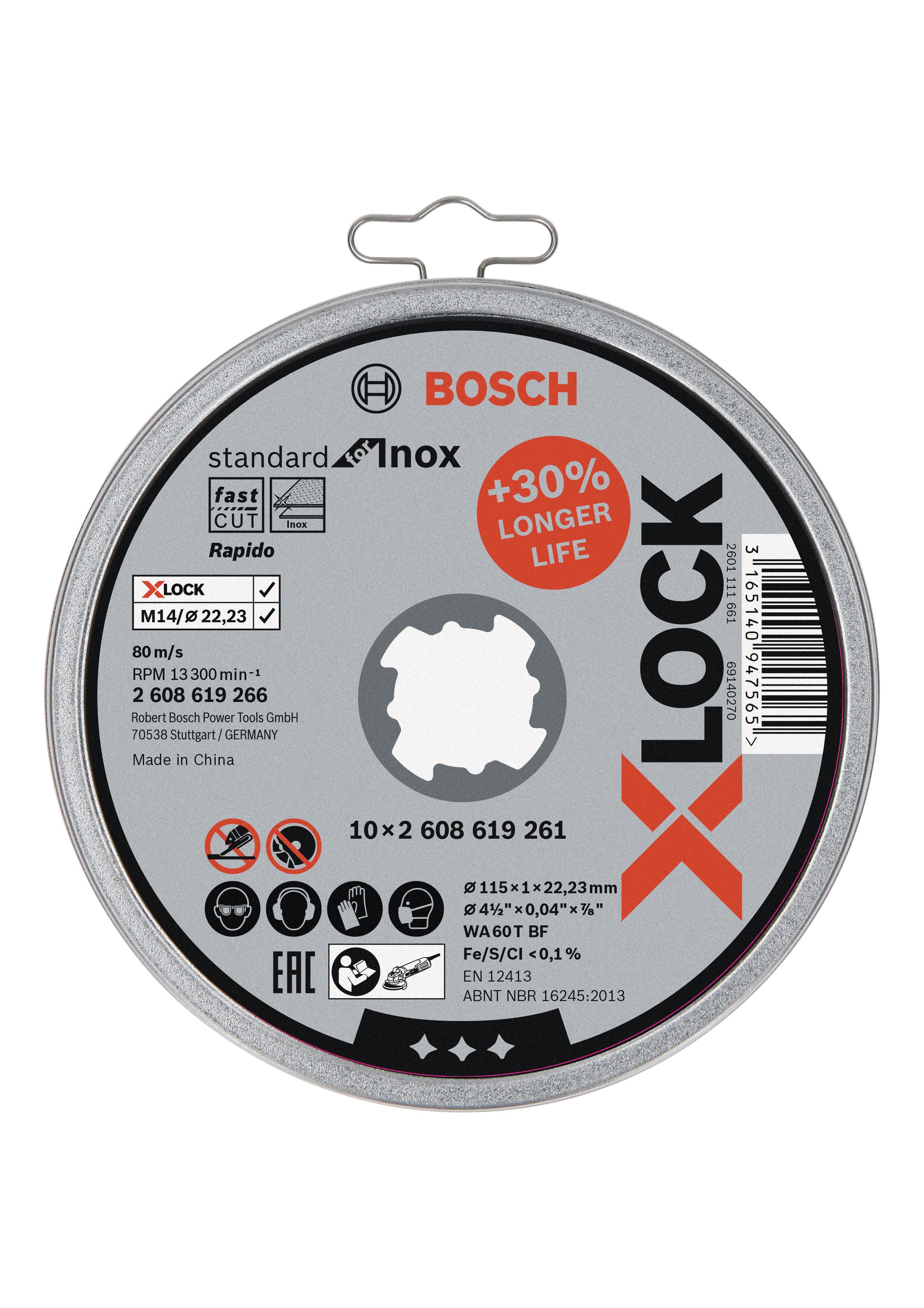 Set 10 discos mil hojas bosch xlock ø115 mm para inox