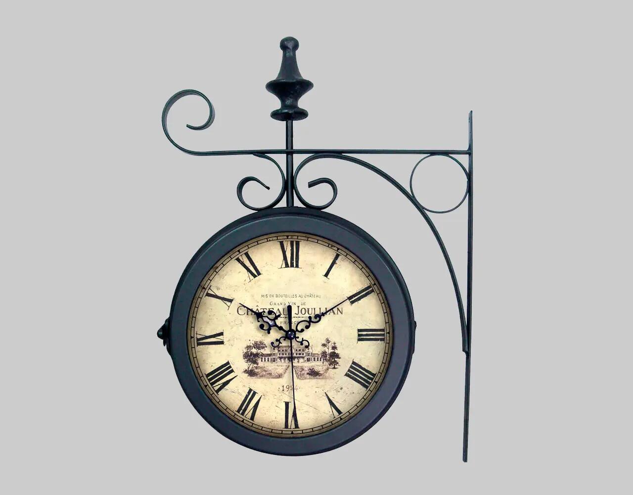 Reloj de pared redondo metal negro de 27 cm