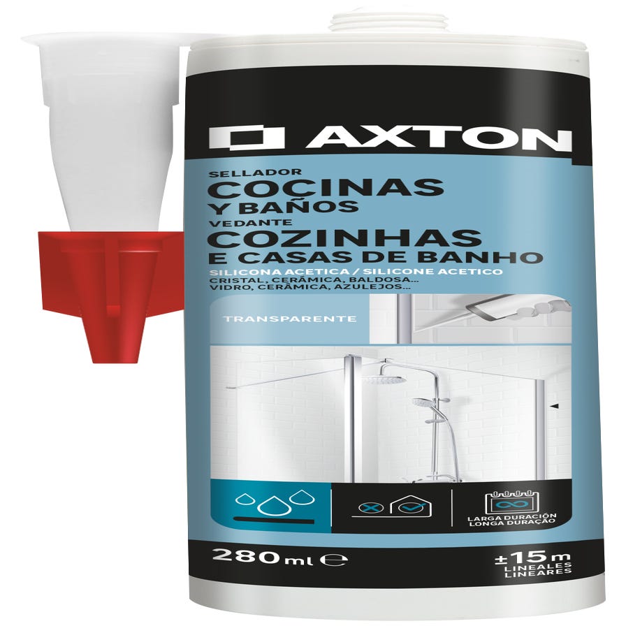 Silicona para cocinas y baños AXTON 280 ml transparente