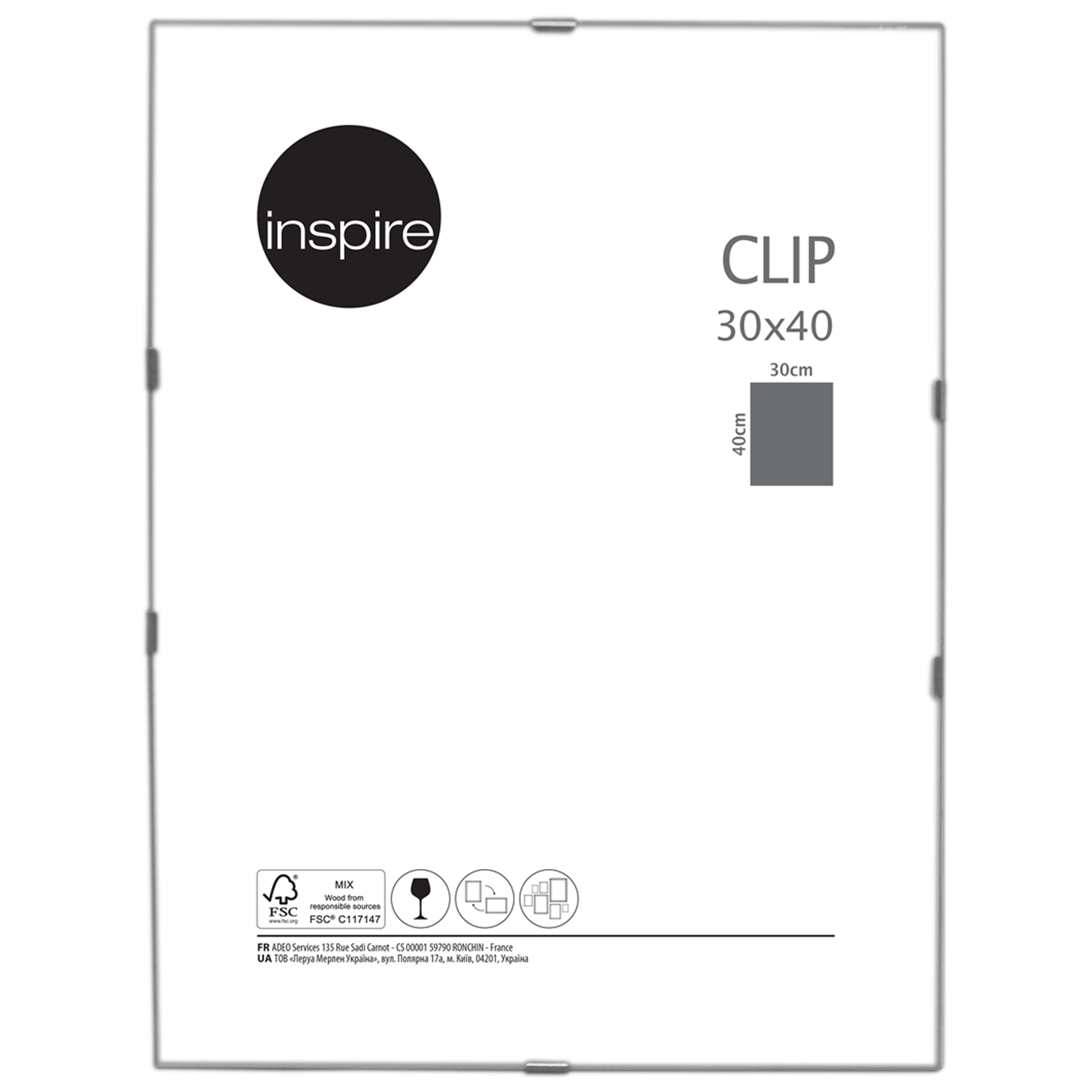 Marco clip INSPIRE 33 x 95 cm