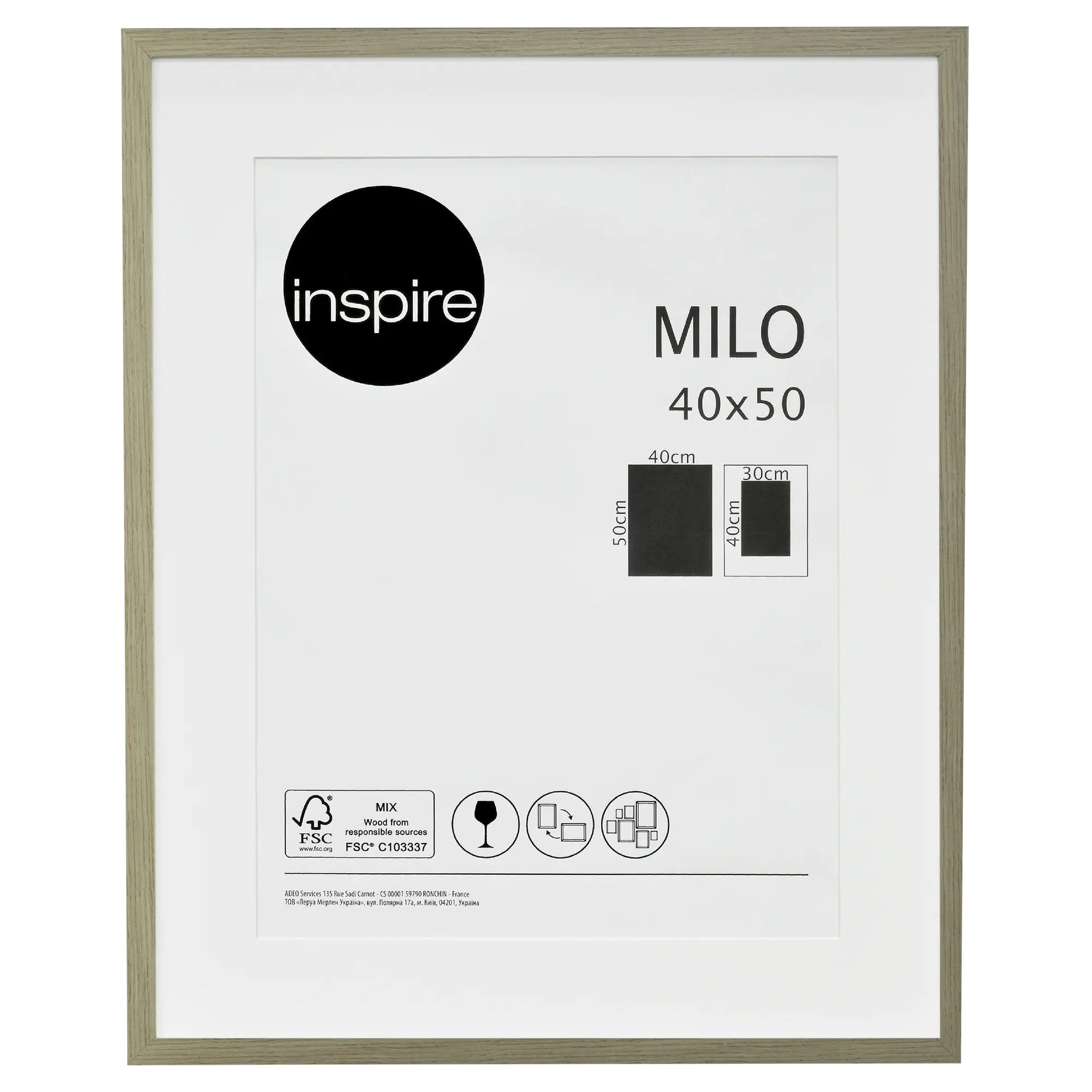 Marco con passe partout INSPIRE Milo roble 40 x 50cm