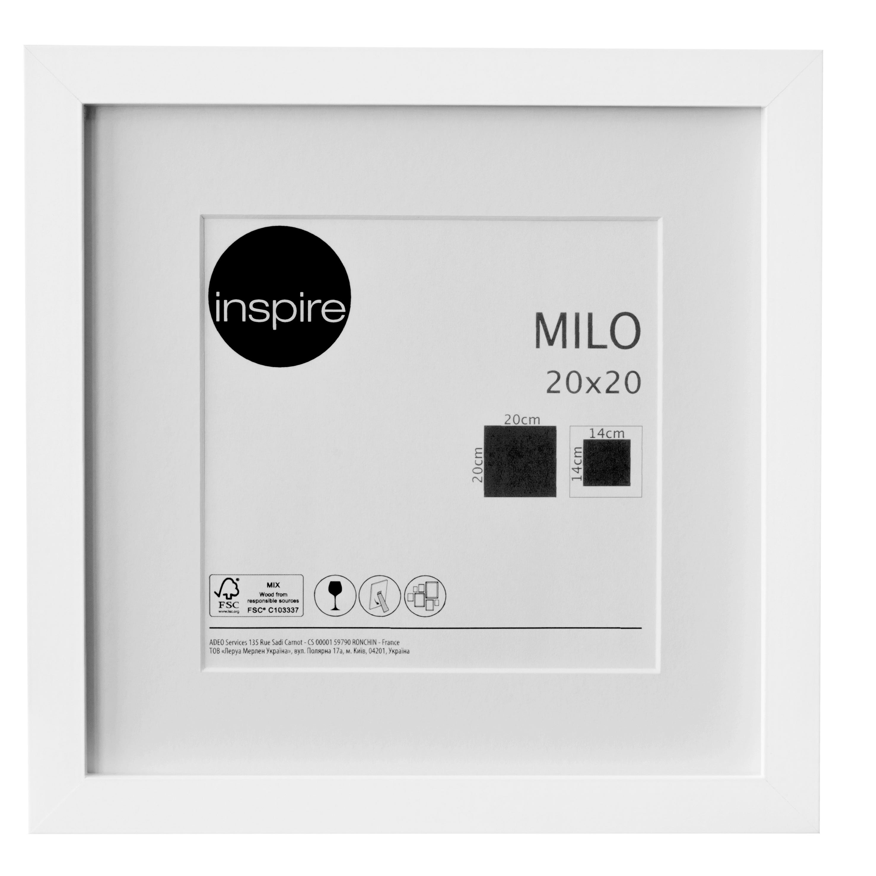 Marco Milo blanco INSPIRE 20x20cm