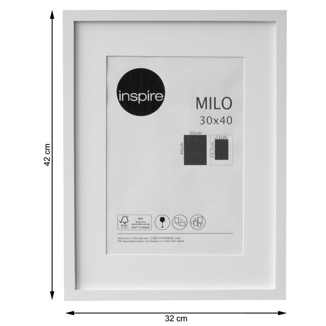 Marco con passe partout INSPIRE Milo blanco 30 40cm | Leroy Merlin