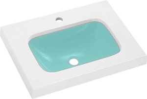 Lavabo Suspendido Moderno Rectangular Blanco 600mm x 420mm con Barra Porta  Toallas Cromada- Sandford