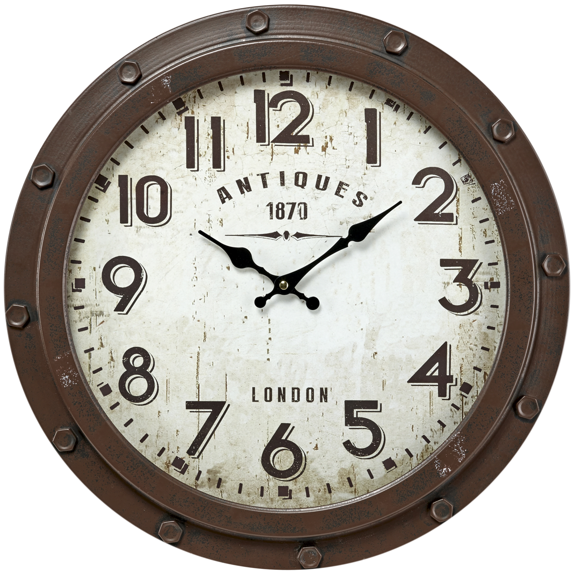 Reloj de pared redondo marrón antique de 47 cm