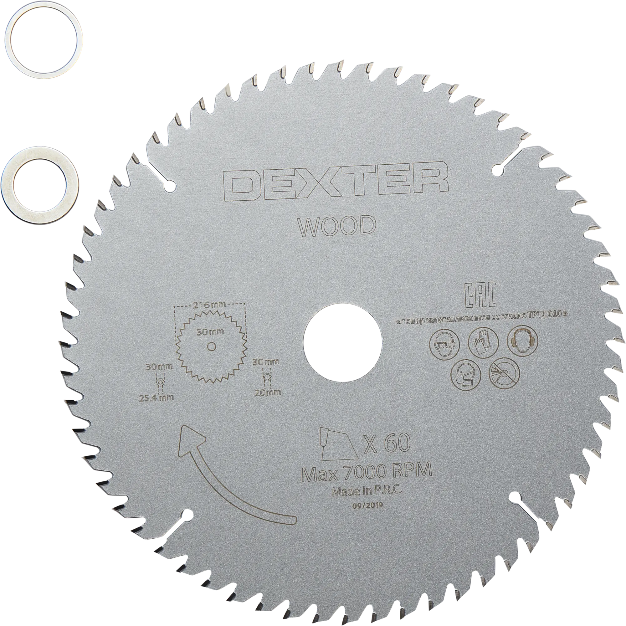 Disco de sierra circular dexter para madera, 216 x 30 mm y 60 dientes