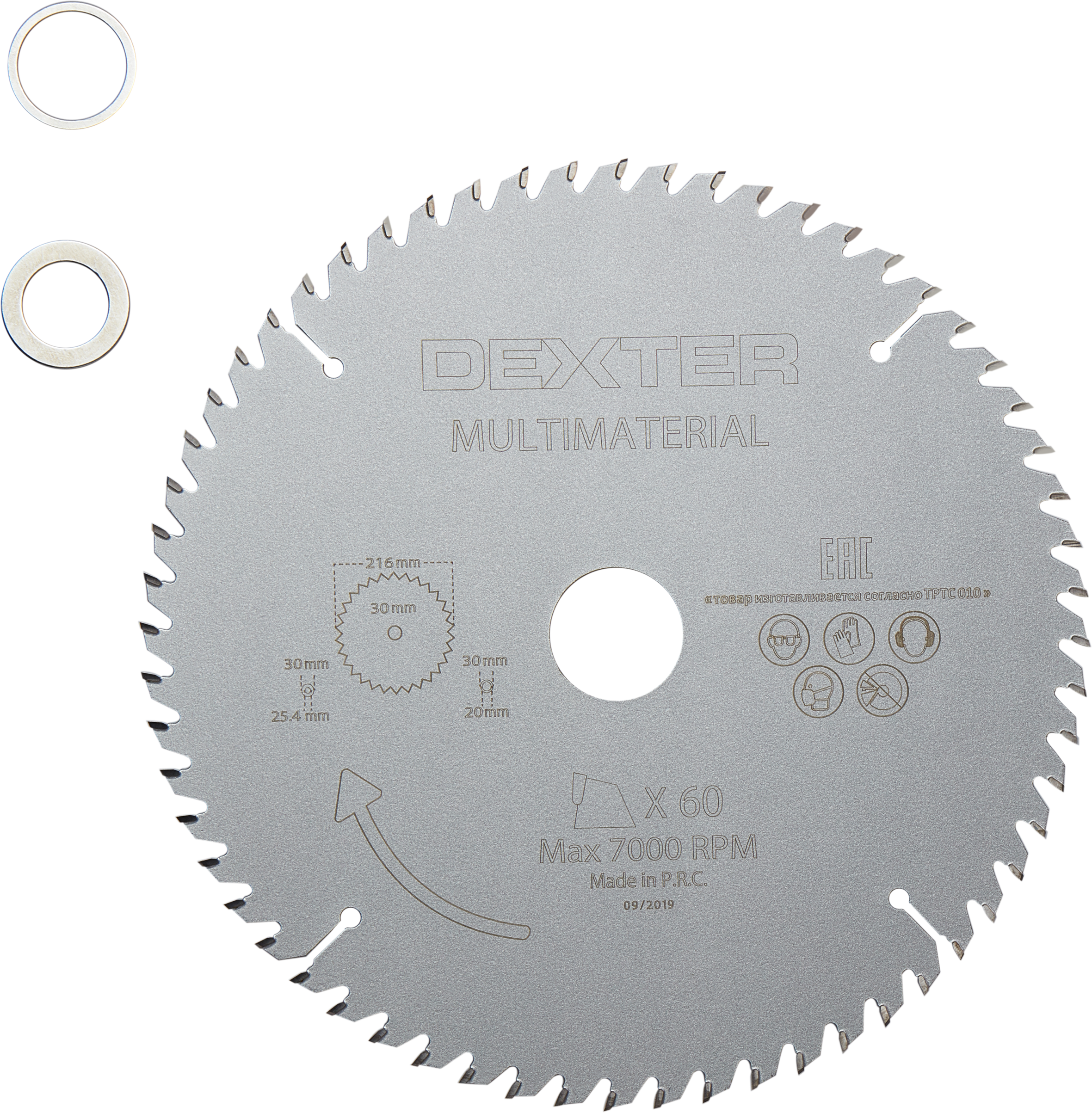Disco de sierra circular multimaterial dexter, 216 x 30 mm y 60 dientes