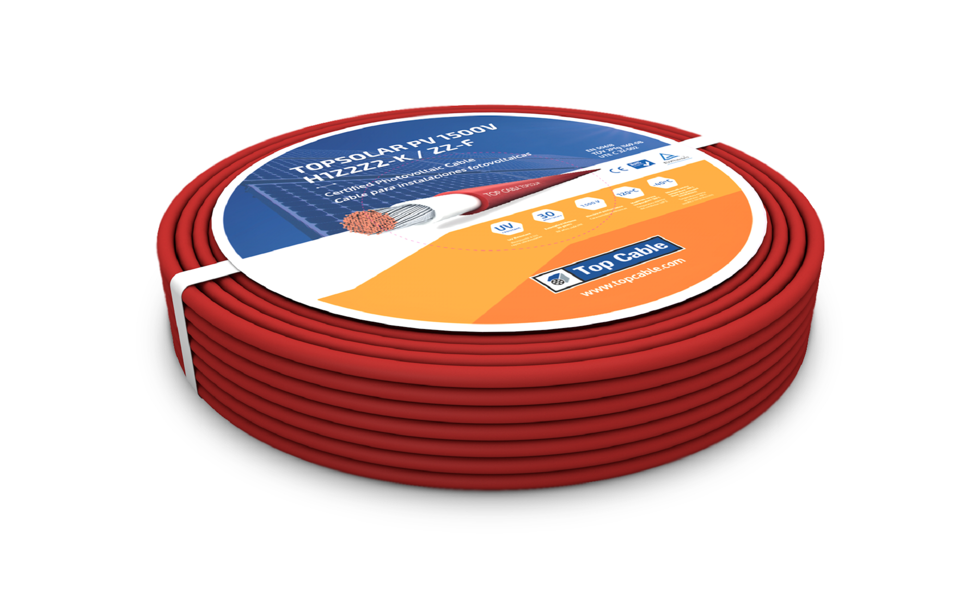 Cable eléctrico top cable rojo para paneles fotovoltaicos de 100m y ø6mm