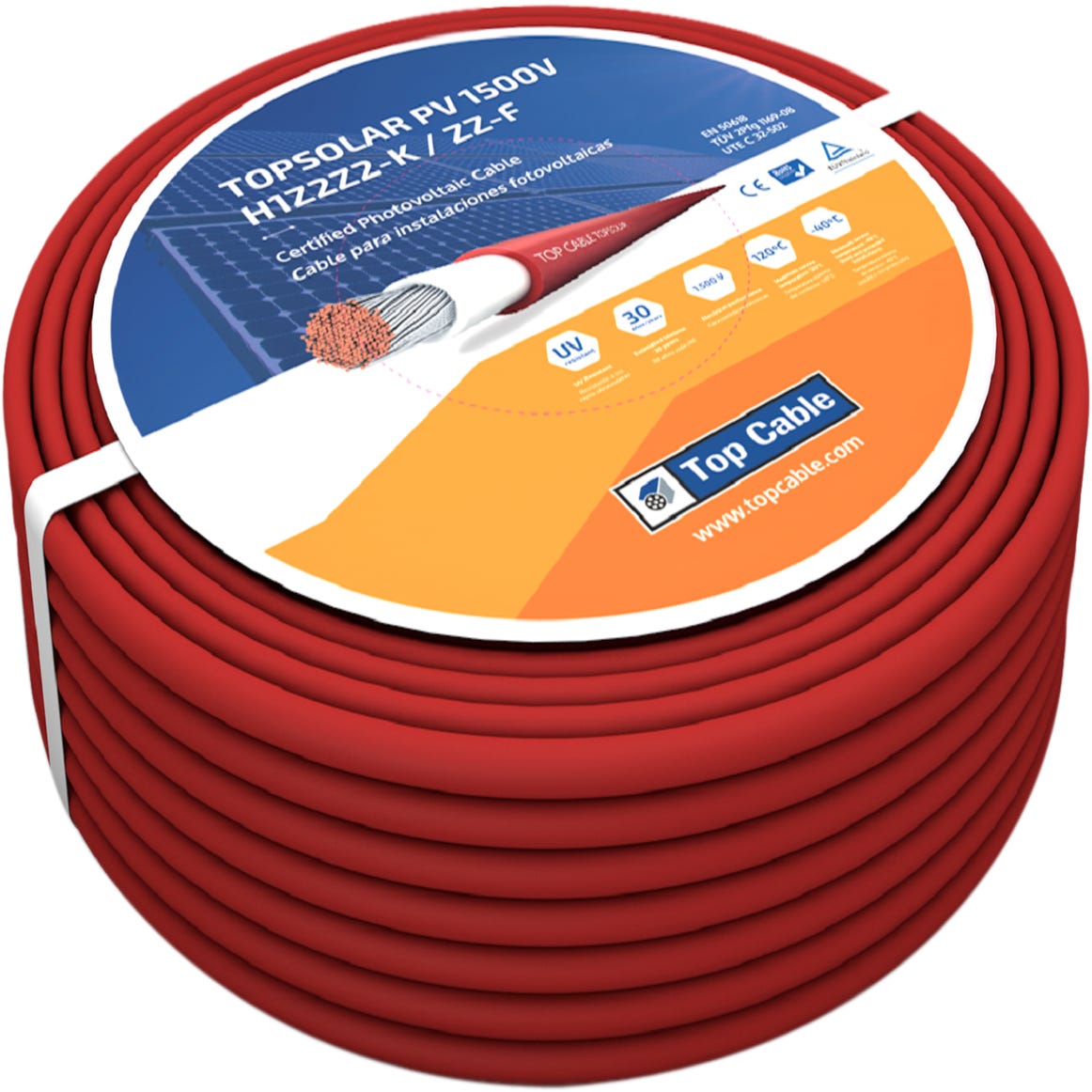 Cable eléctrico flexible 6mm rojo instalaciones fotovoltaicas, ADAJUSA