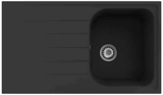 Fregadero de 1 seno con escurridor DELINIA Elbe negro 86 x 50 cm