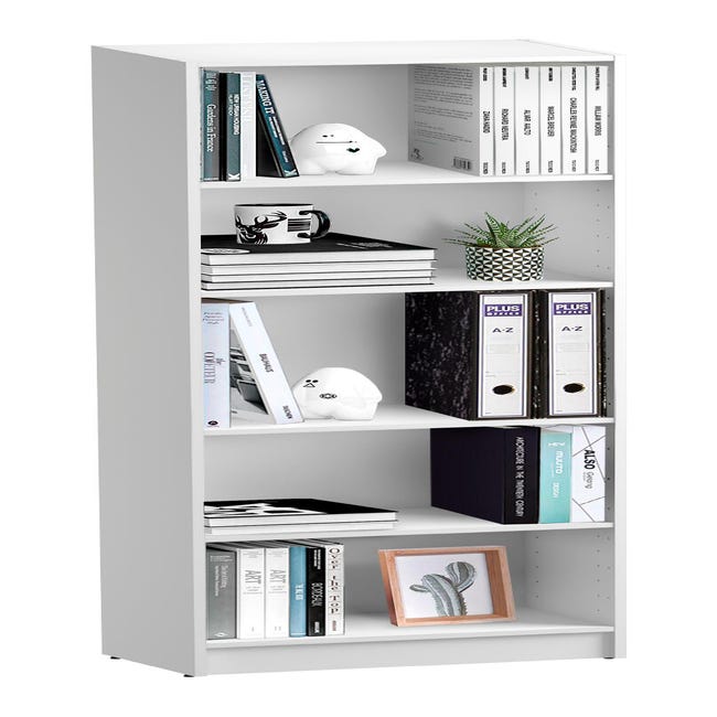 Librería estantería con cuatro baldas SPACEO HOME blanco 60x200x30 cm