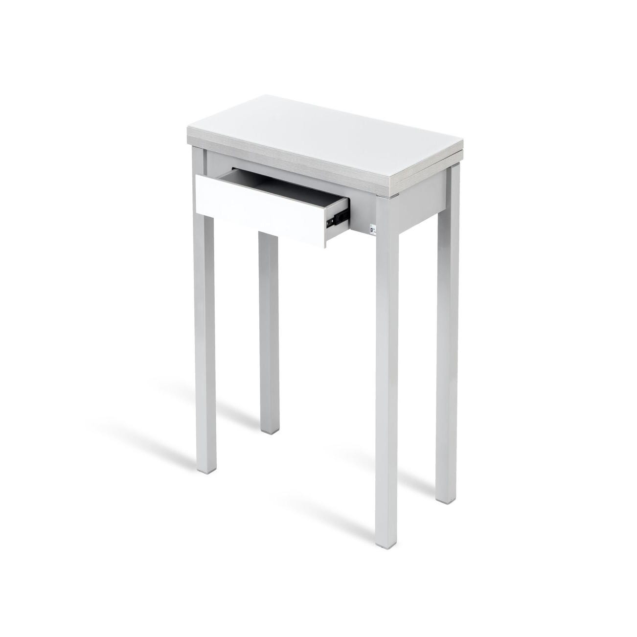 Mesa de cocina extensible LIVRO 80x40(80) cristal blanco