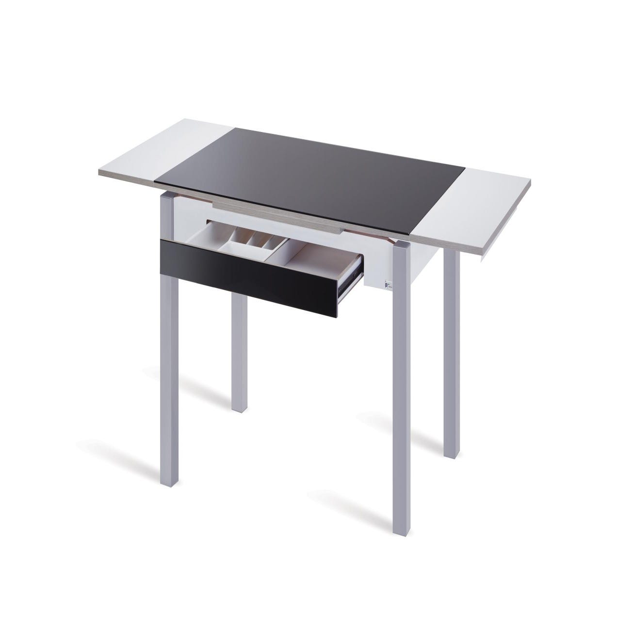 Mesa de cocina extensible HARMONIA 100x60 cristal negro