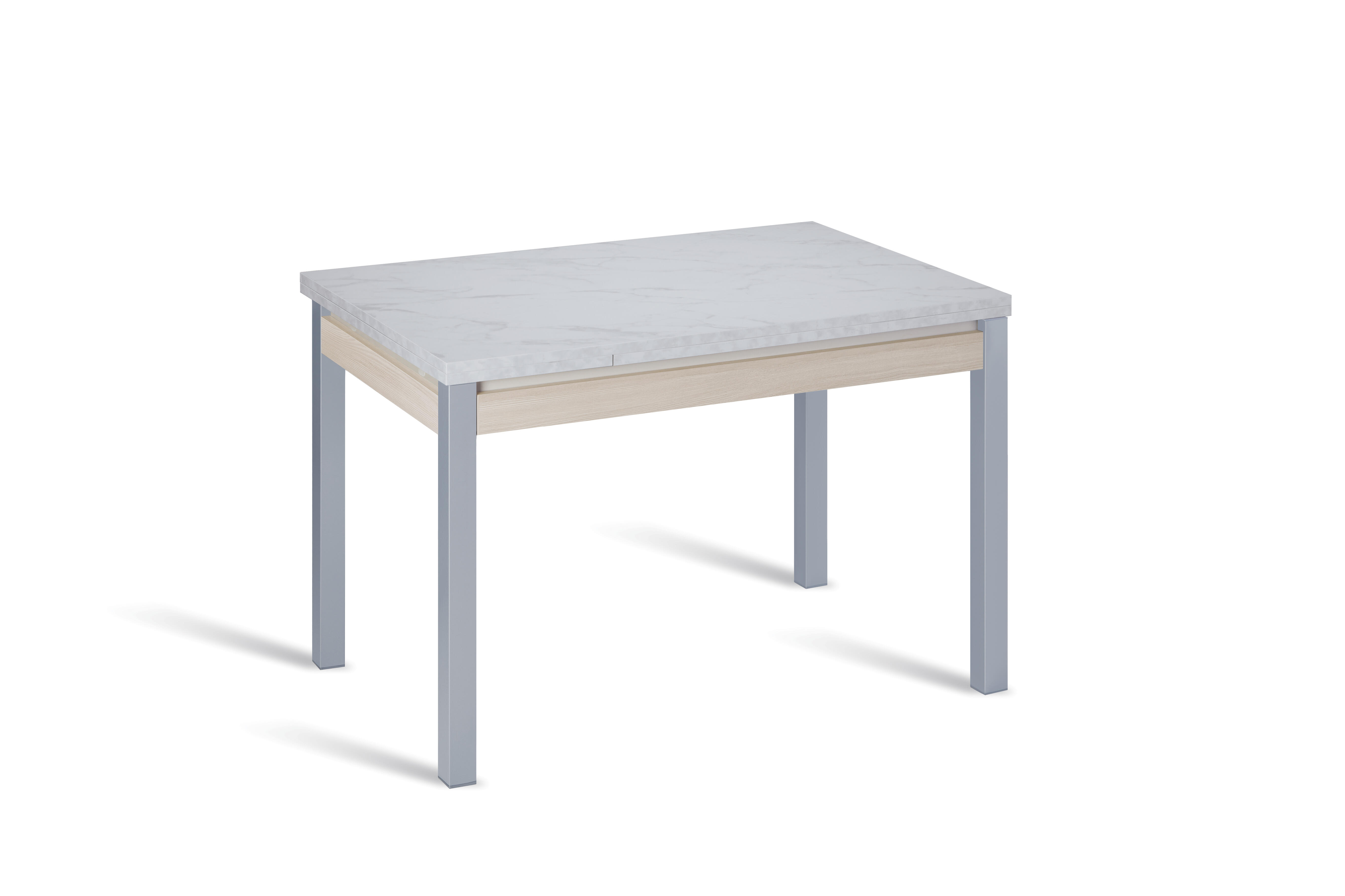 Mesa de cocina extensible madera mármol de 100 a 160 cm gris