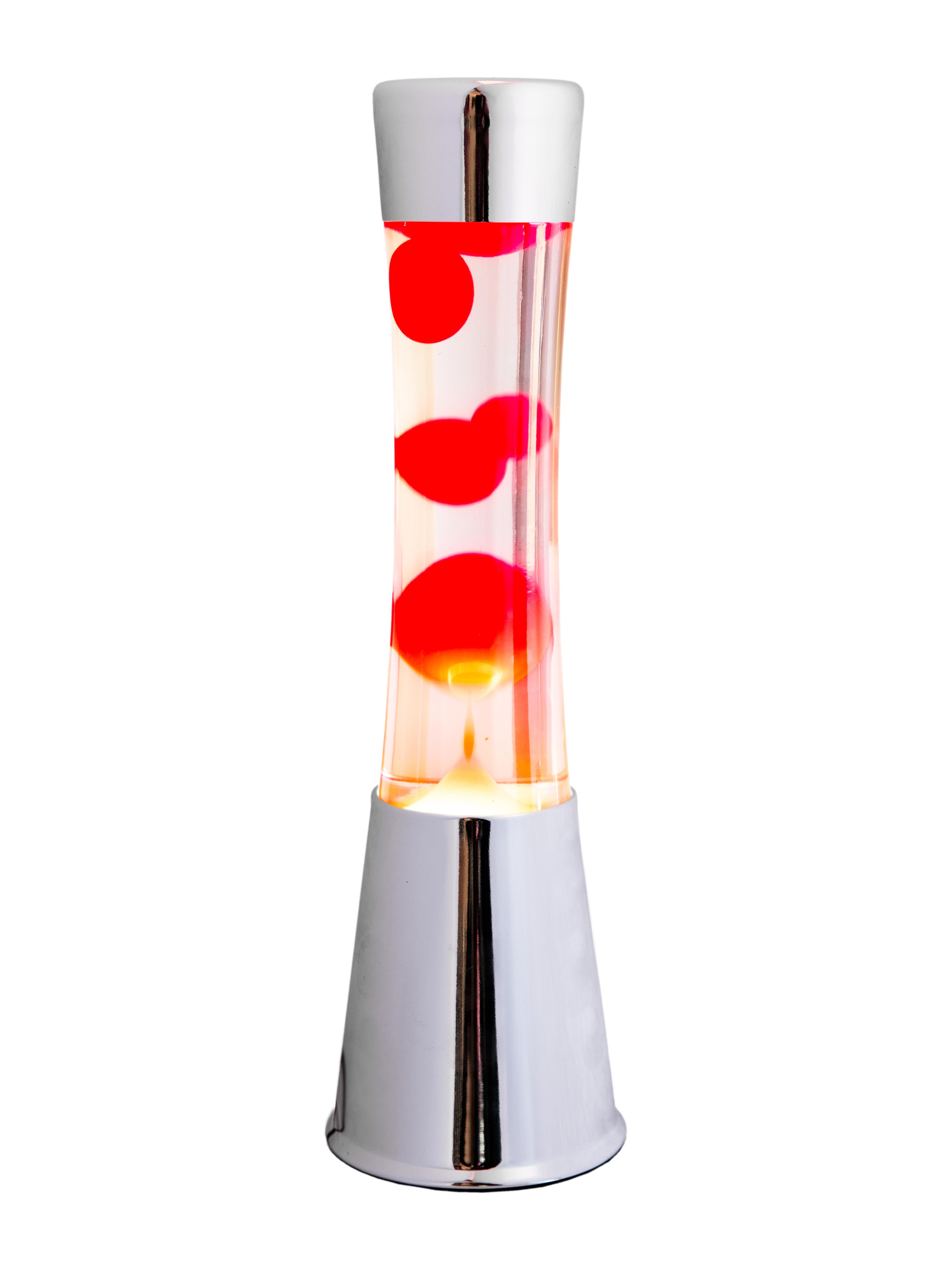 Lámpara de mesa lava roja base cromo