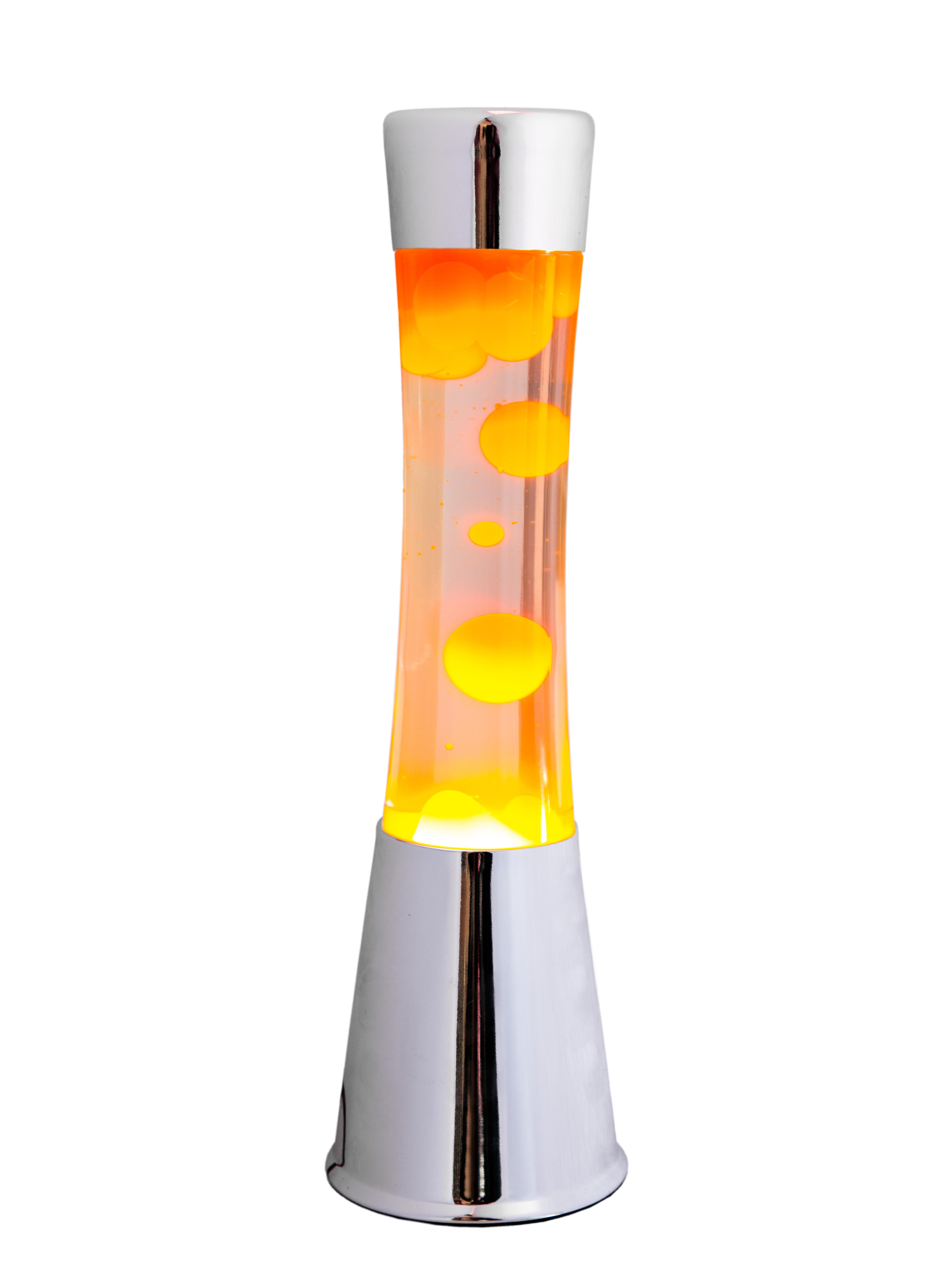 Lámpara de mesa lava naranja base cromo